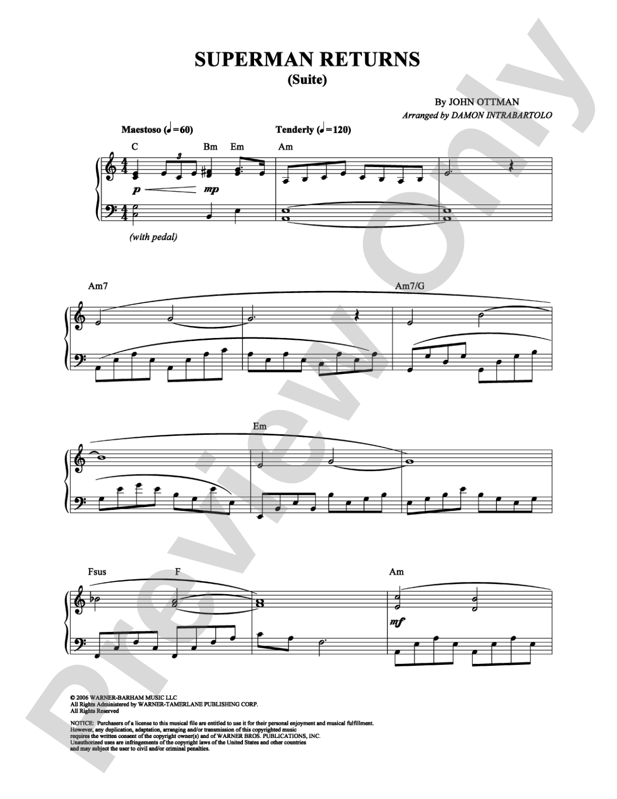 Superman Returns (Suite): Piano Digital Sheet Music