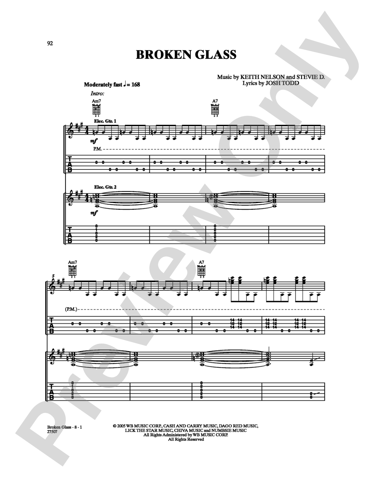 Broken Glass: Guitar TAB Digital Sheet Music