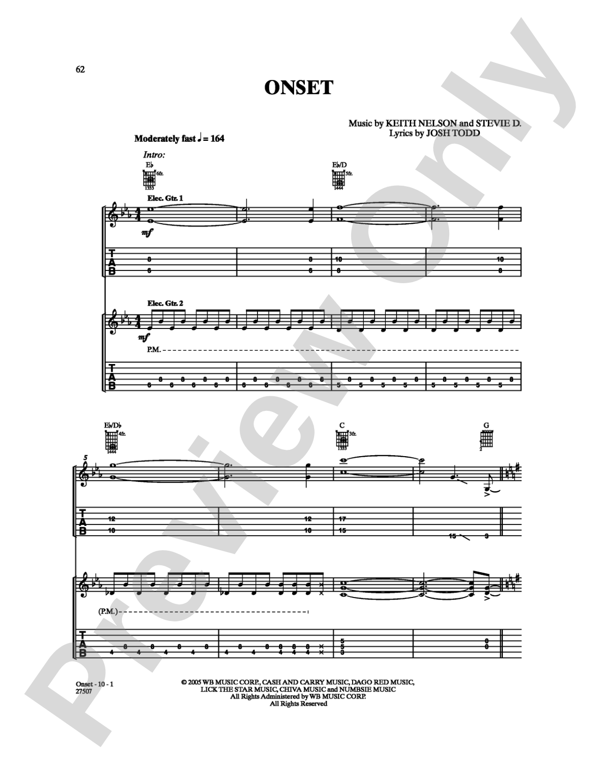 Onset: Guitar TAB Digital Sheet Music