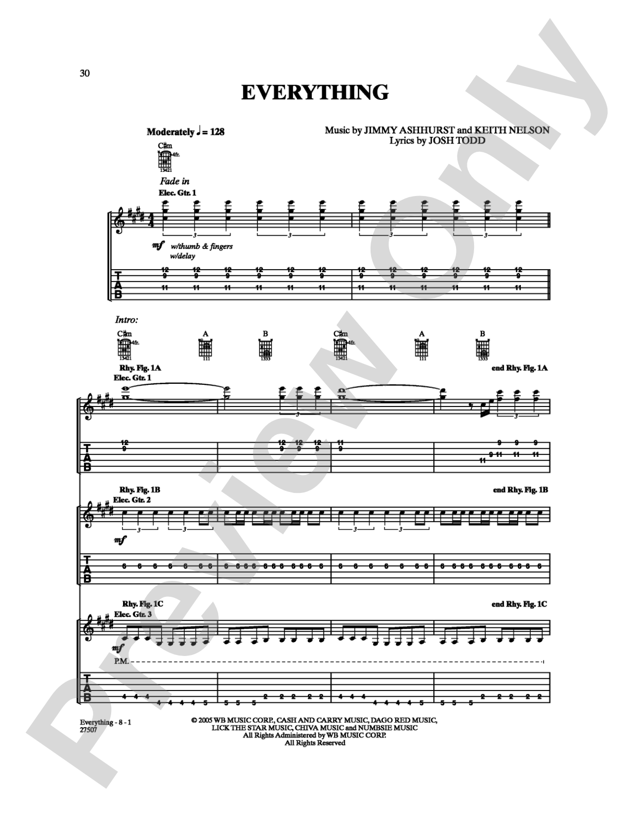 Everything: Guitar TAB Digital Sheet Music