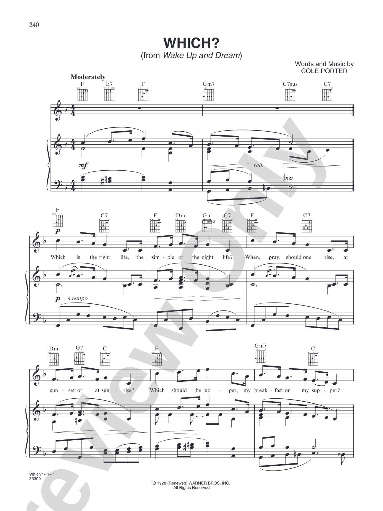 Which? (from "Wake Up and Dream"): Piano/Vocal/Chords