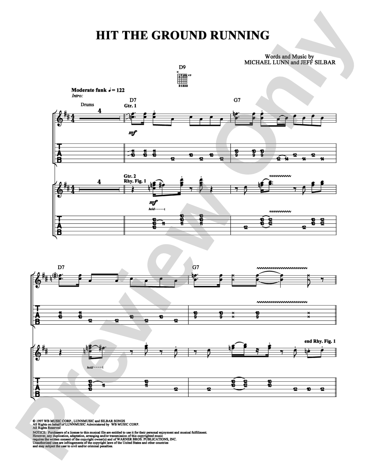 Hit the Ground Running: Guitar TAB Digital Sheet Music
