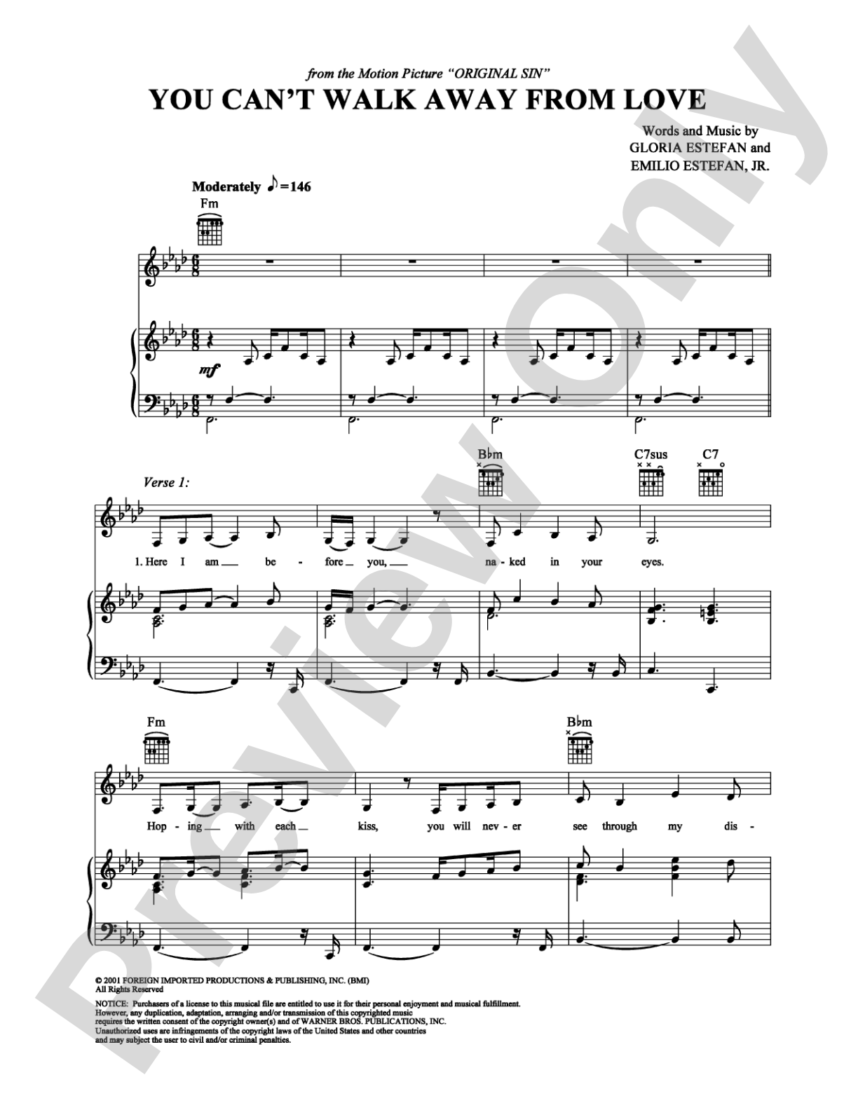 You Can't Walk Away From Love: Piano/Vocal/Chords Digital Sheet Music