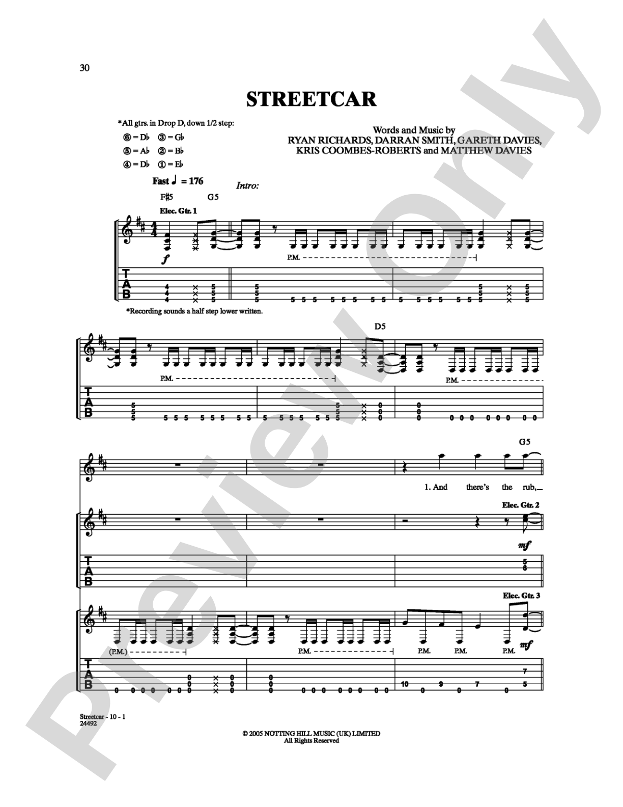 Streetcar: Guitar TAB Digital Sheet Music