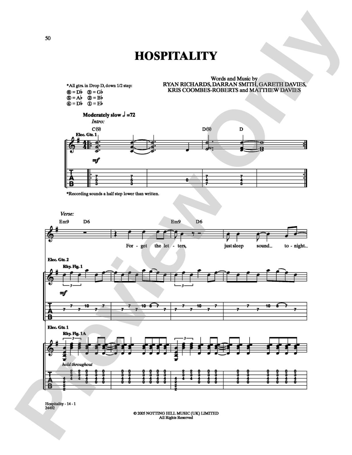 Hospitality: Guitar TAB Digital Sheet Music