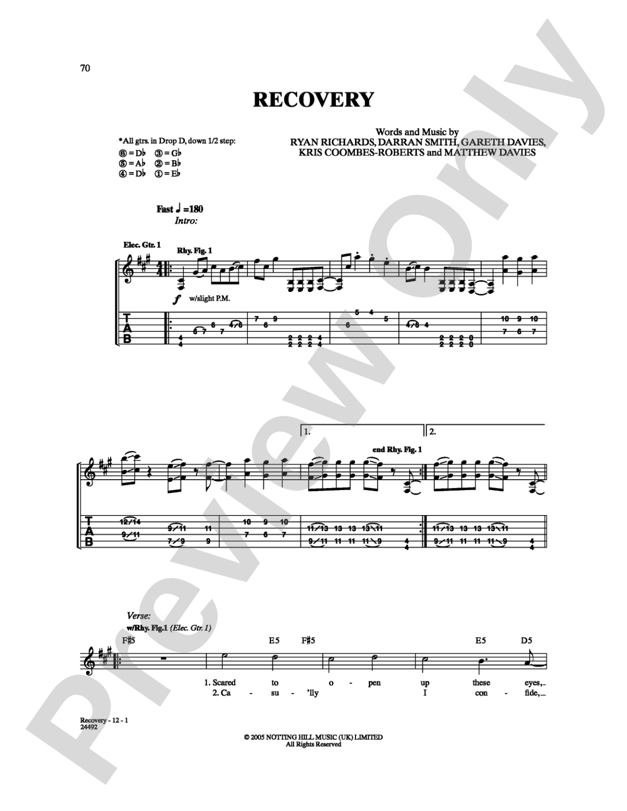 Recovery: Guitar TAB Digital Sheet Music