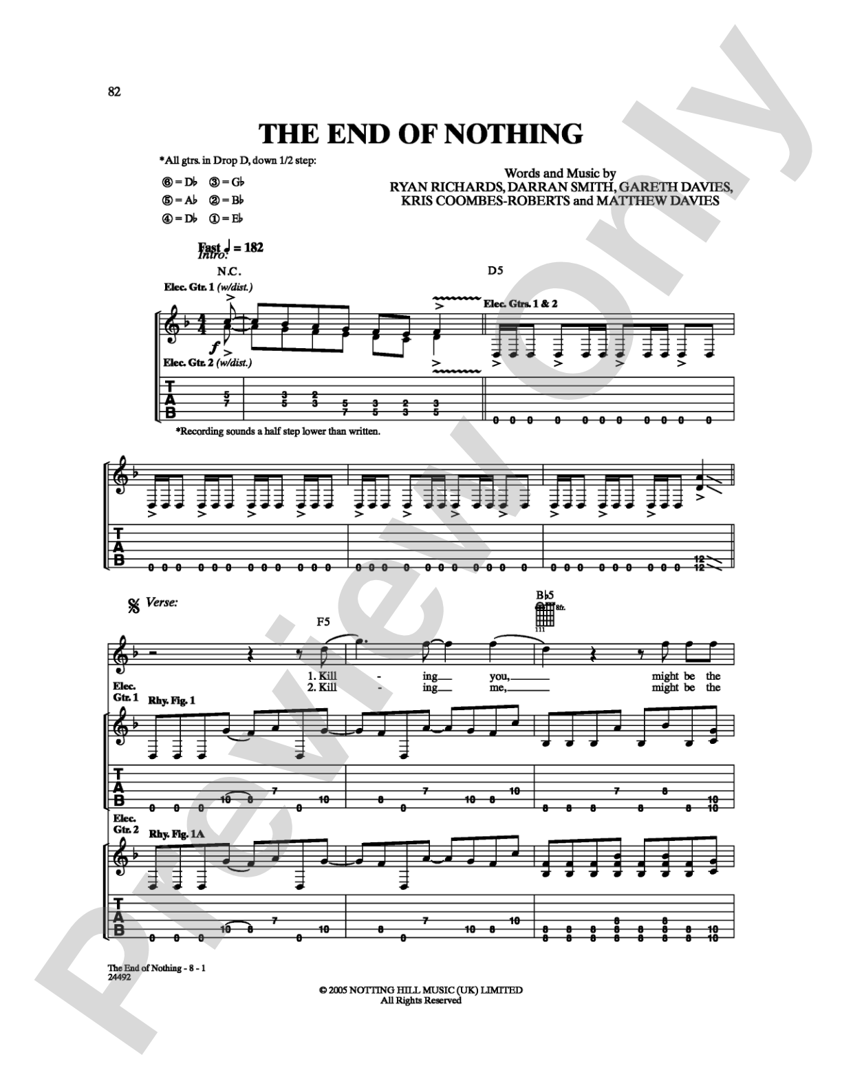 The End of Nothing: Guitar TAB Digital Sheet Music