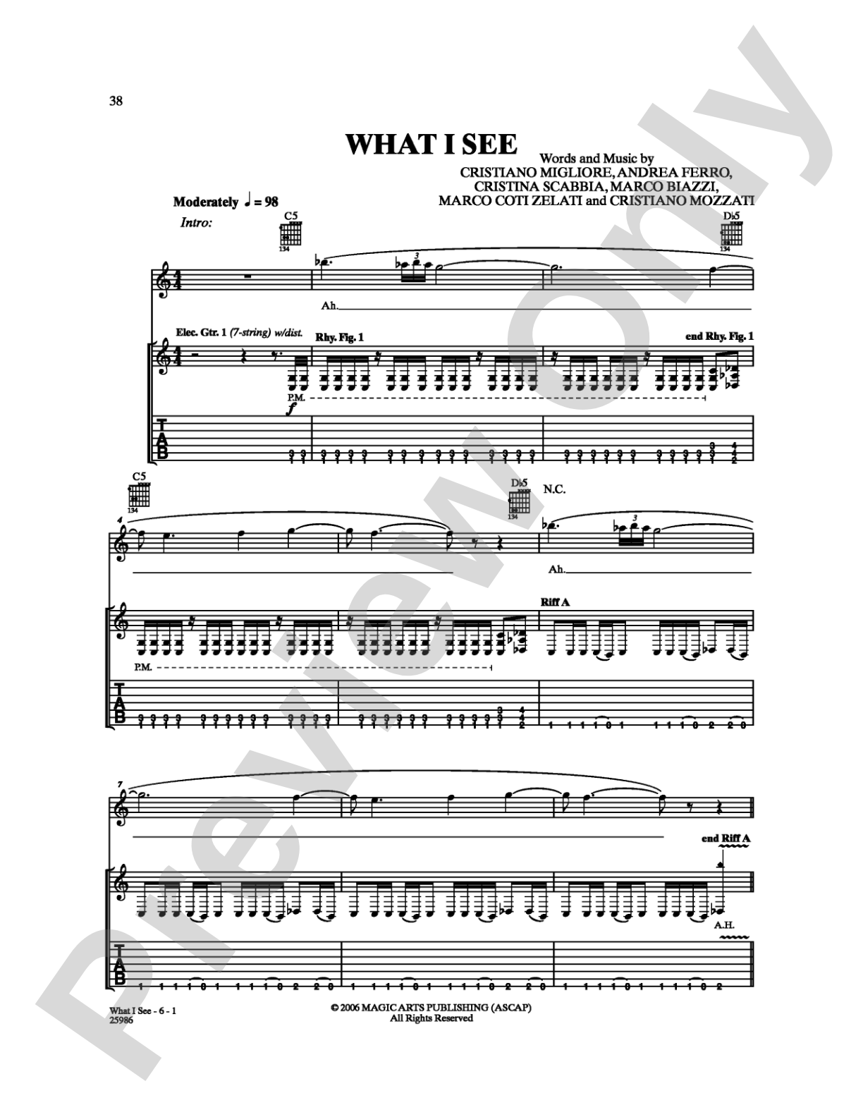 What I See: Guitar TAB Digital Sheet Music
