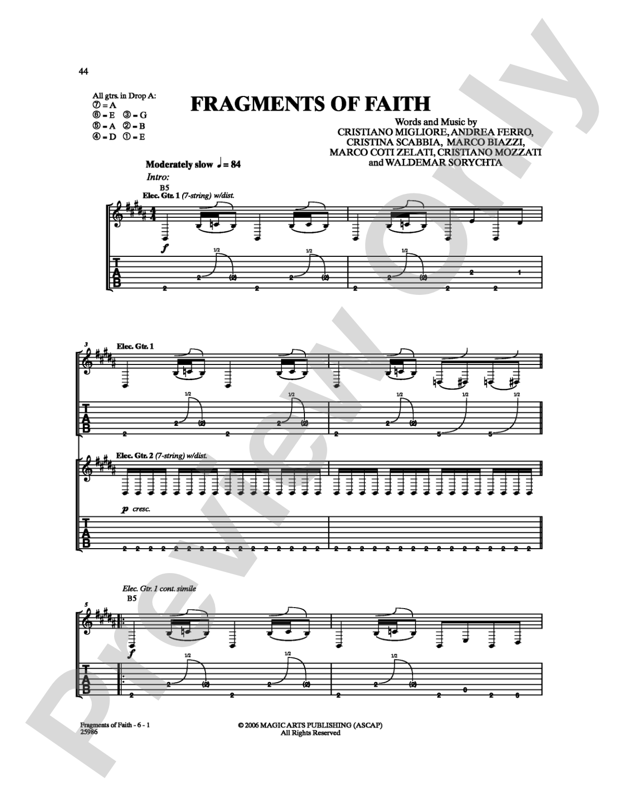 Fragments of Faith: Guitar TAB Digital Sheet Music