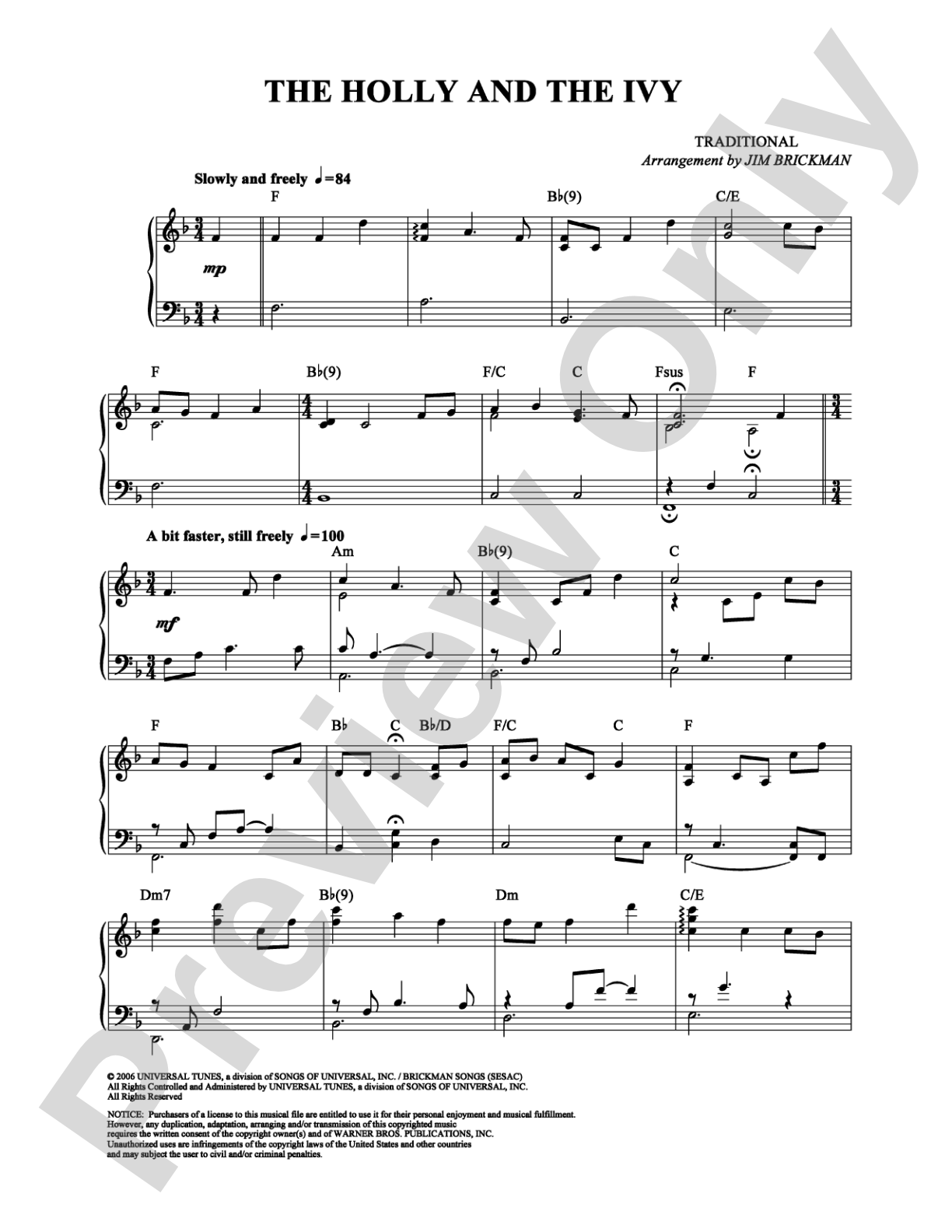 The Holly and the Ivy: Piano Digital Sheet Music