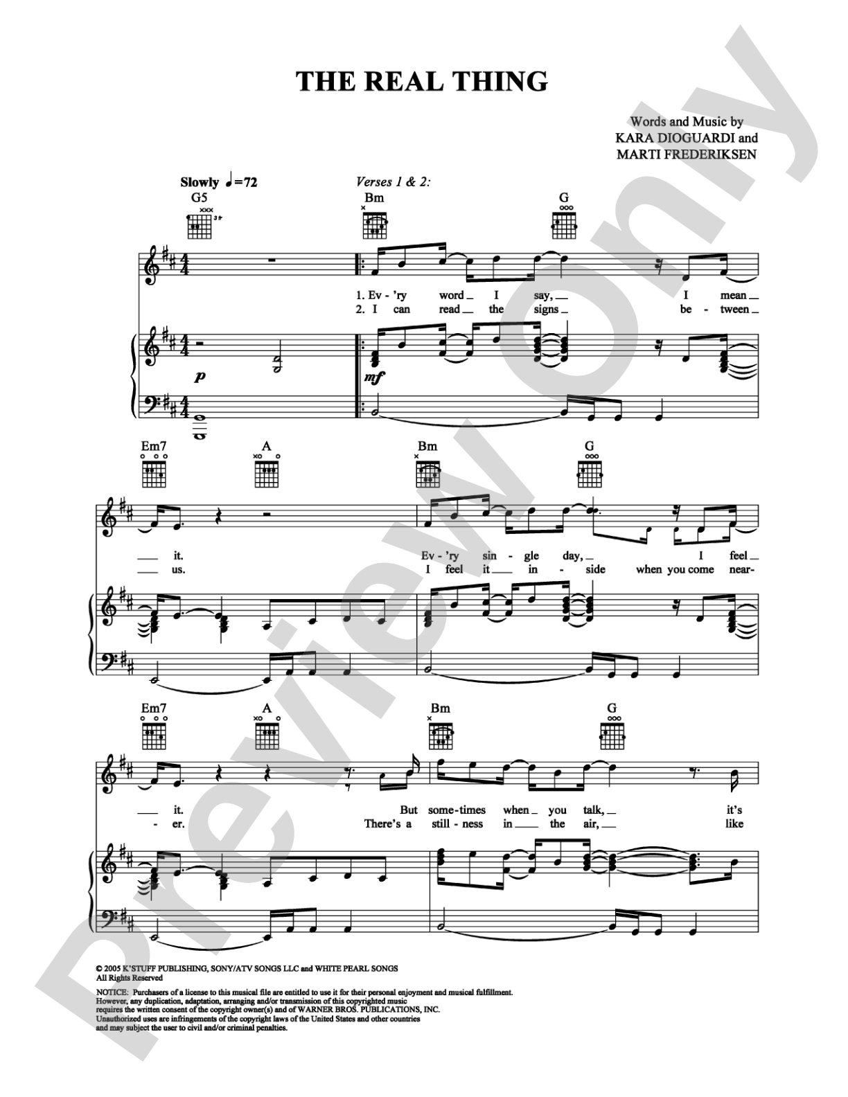 The Real Thing: Piano/Vocal/Chords Digital Sheet Music