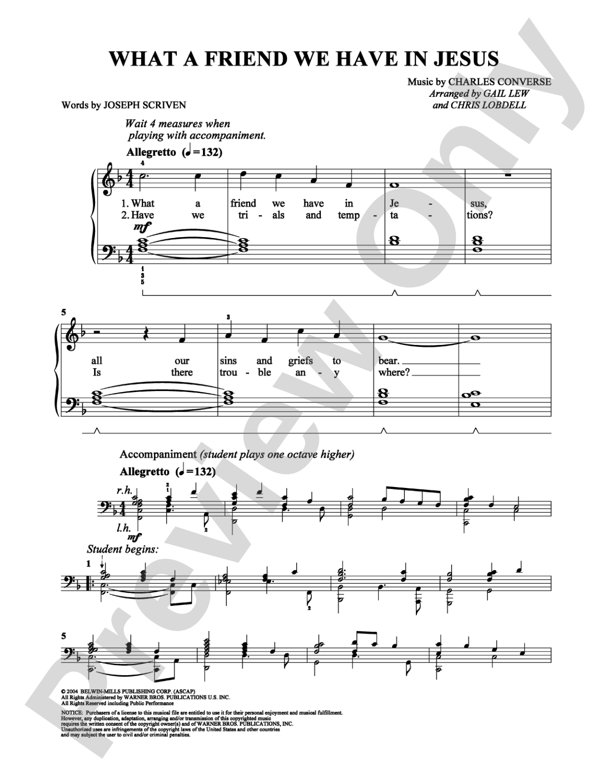 What a Friend We Have In Jesus: Easy Piano Digital Sheet Music