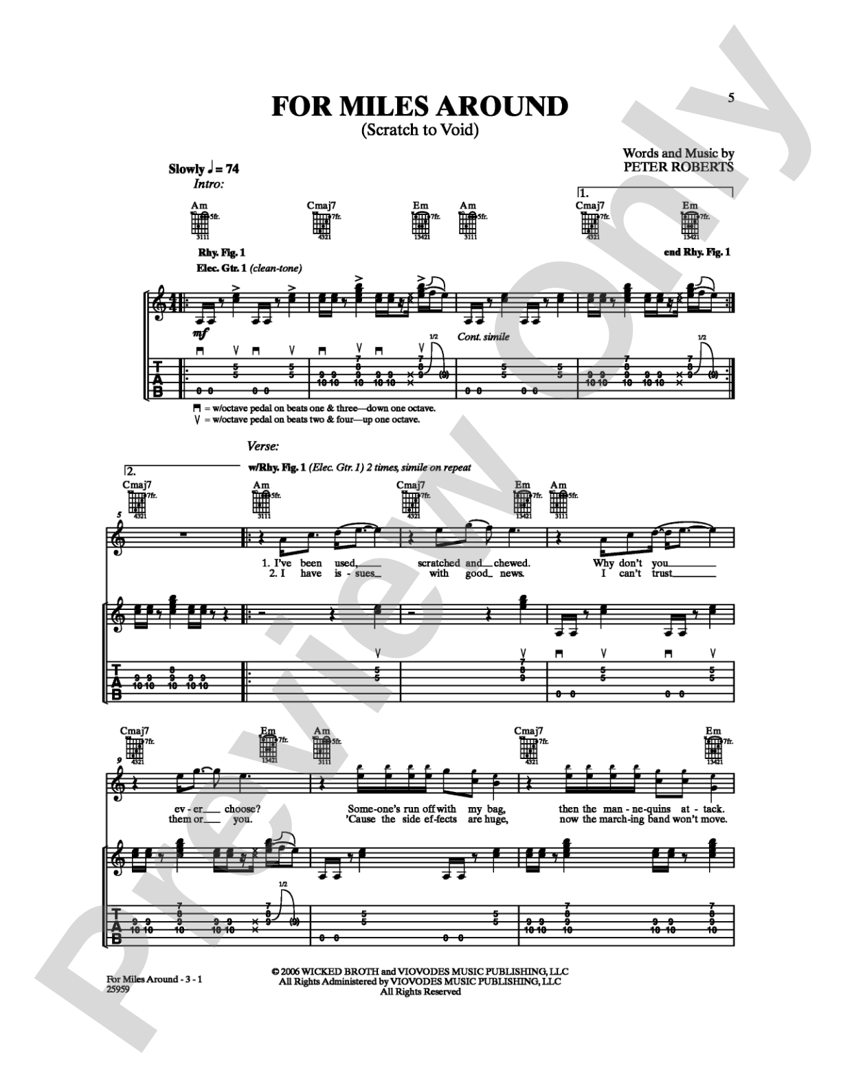 For Miles Around (Scratch to Void): Guitar TAB Digital Sheet Music