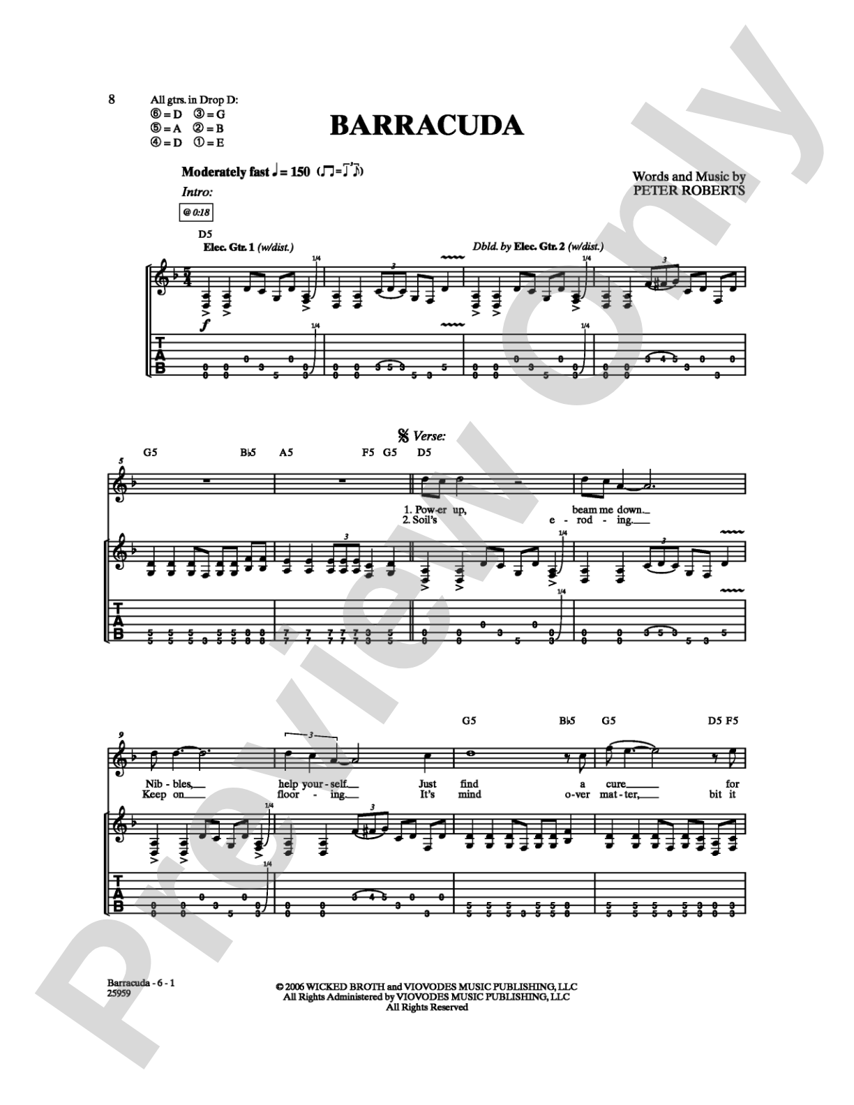 Barracuda: Guitar TAB Digital Sheet Music