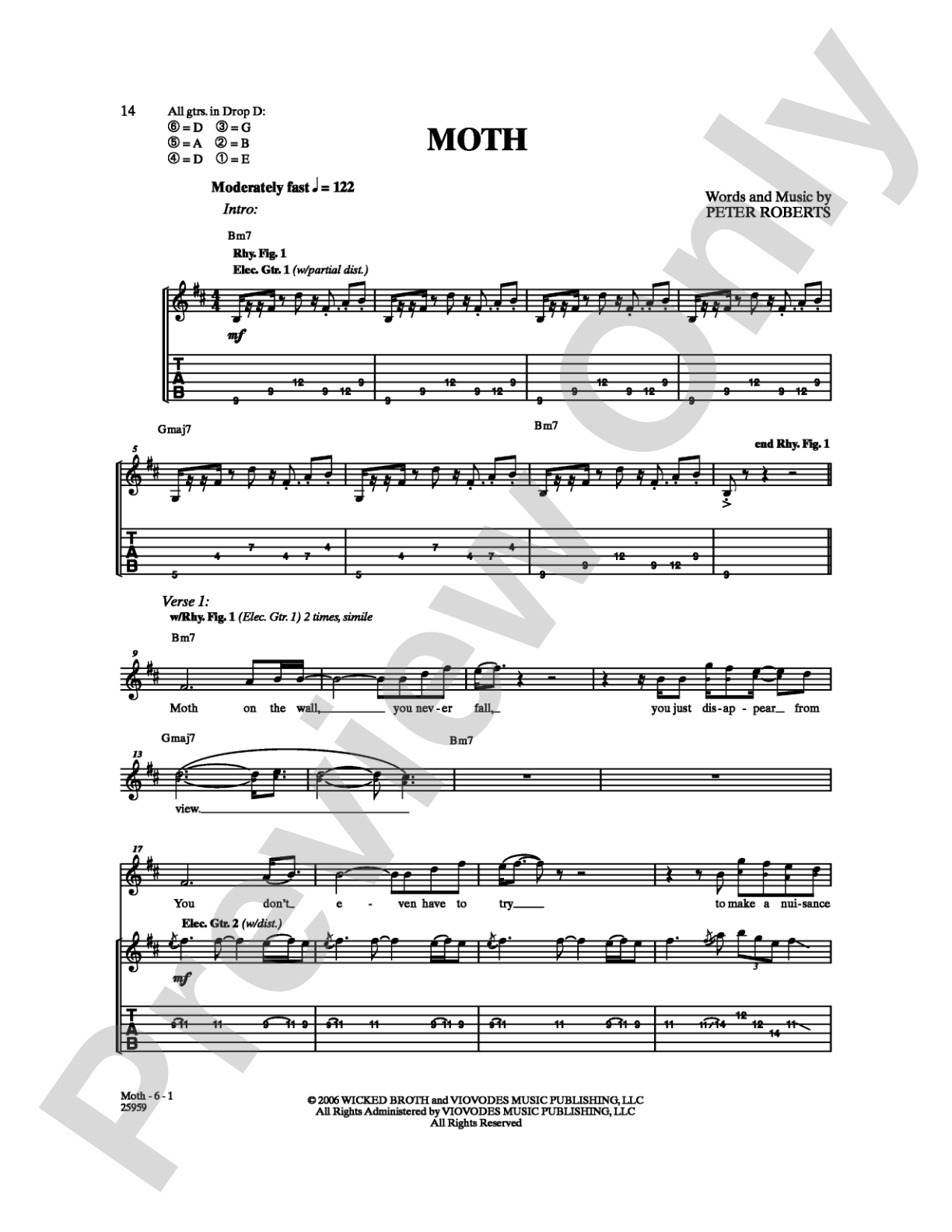 Moth: Guitar TAB Digital Sheet Music