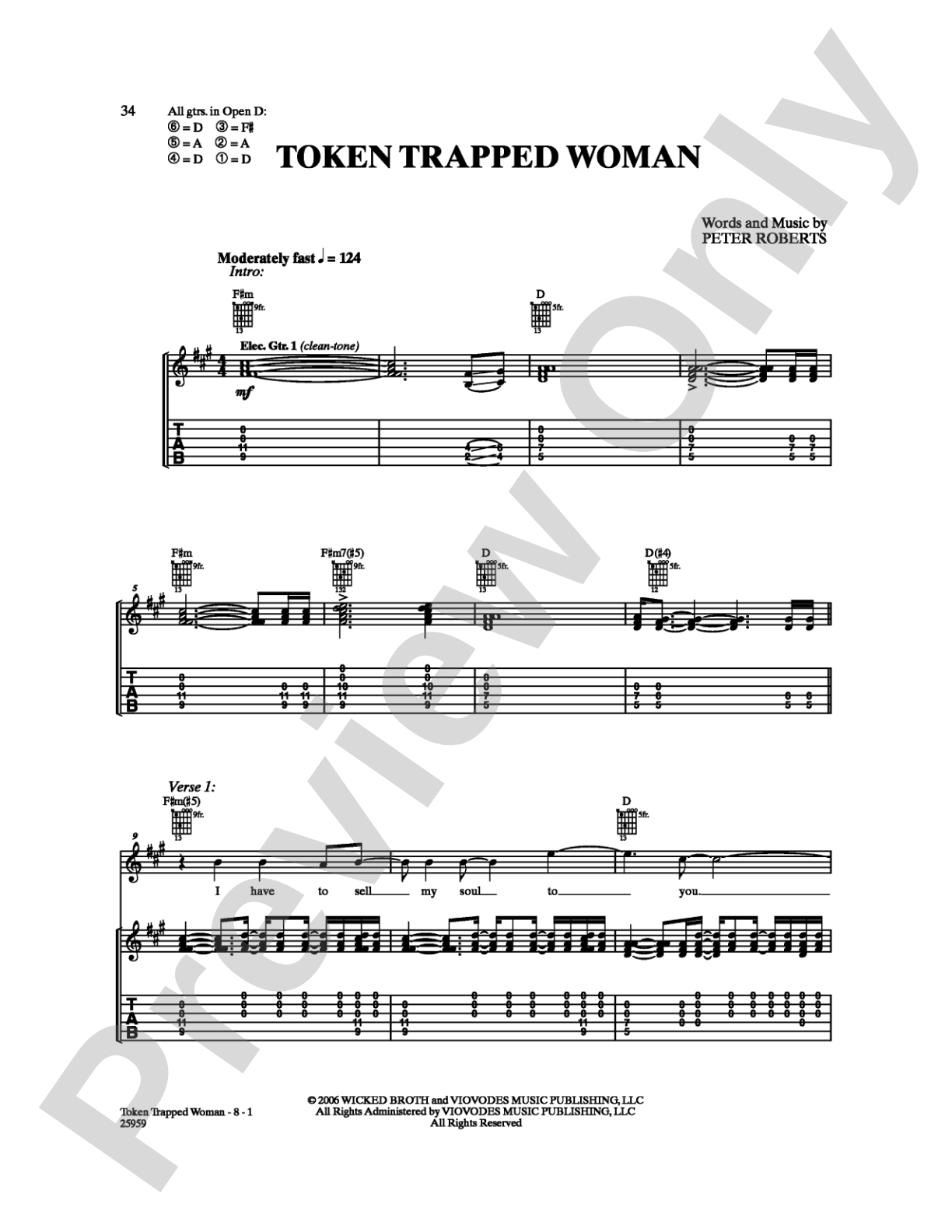 Token Trapped Woman: Guitar TAB Digital Sheet Music