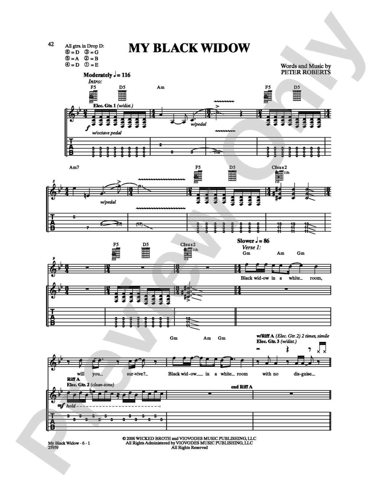 My Black Widow: Guitar TAB Digital Sheet Music