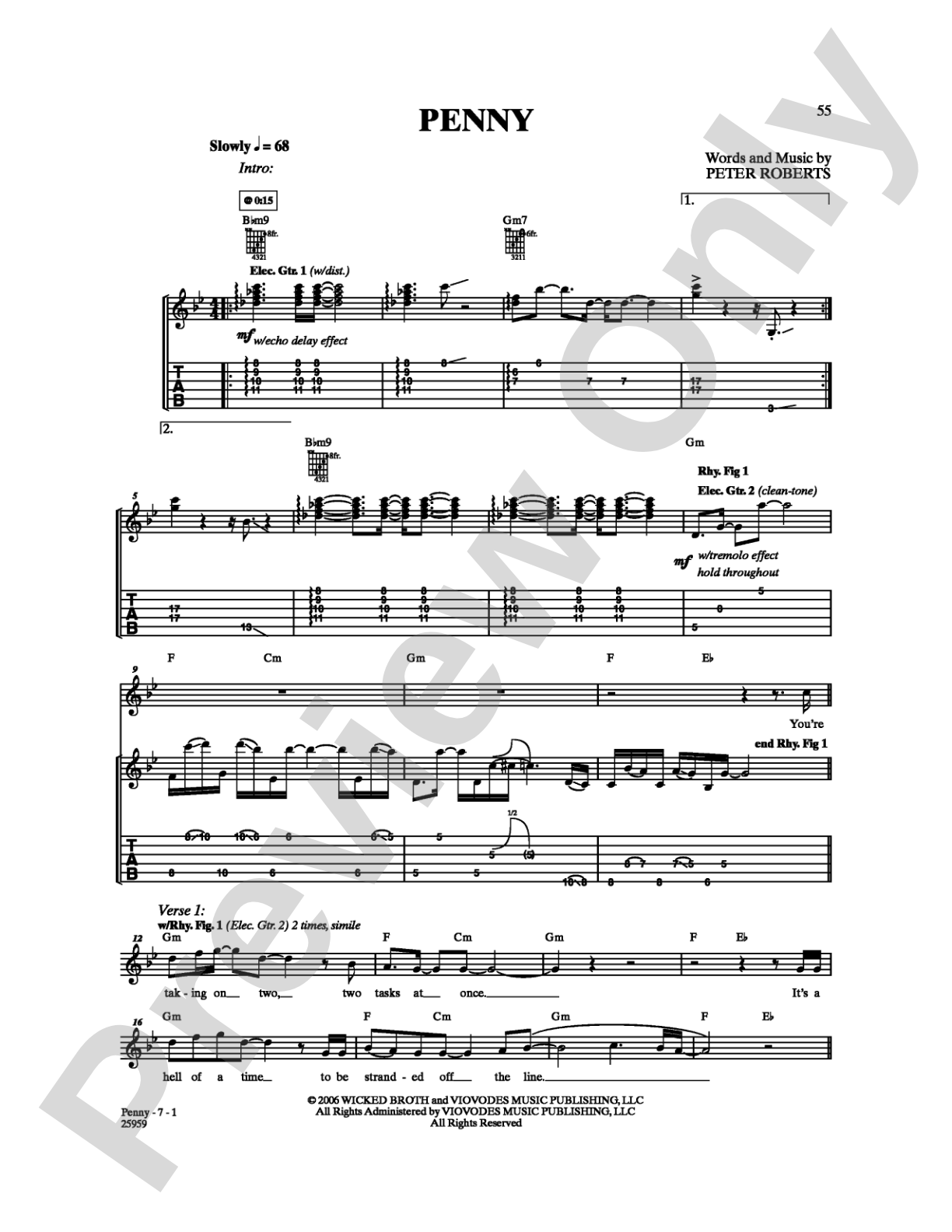 Penny: Guitar TAB Digital Sheet Music