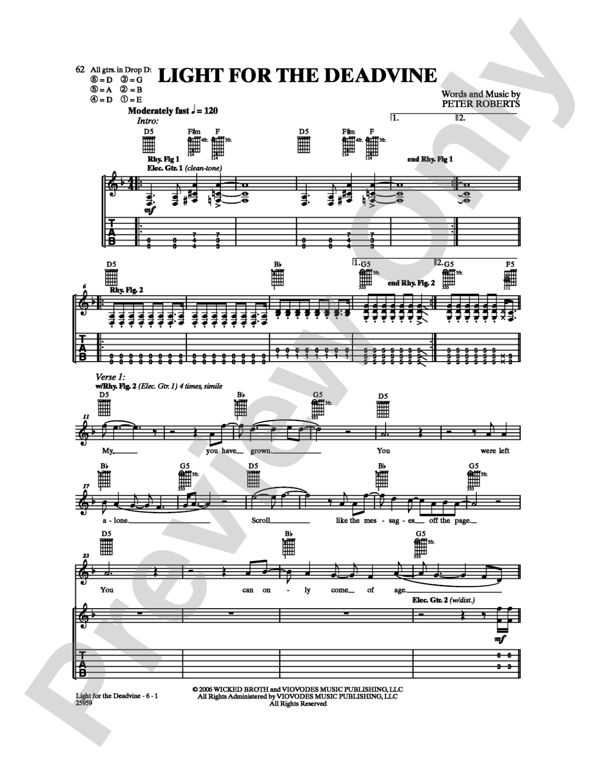 Light for the Deadvine: Guitar TAB Digital Sheet Music