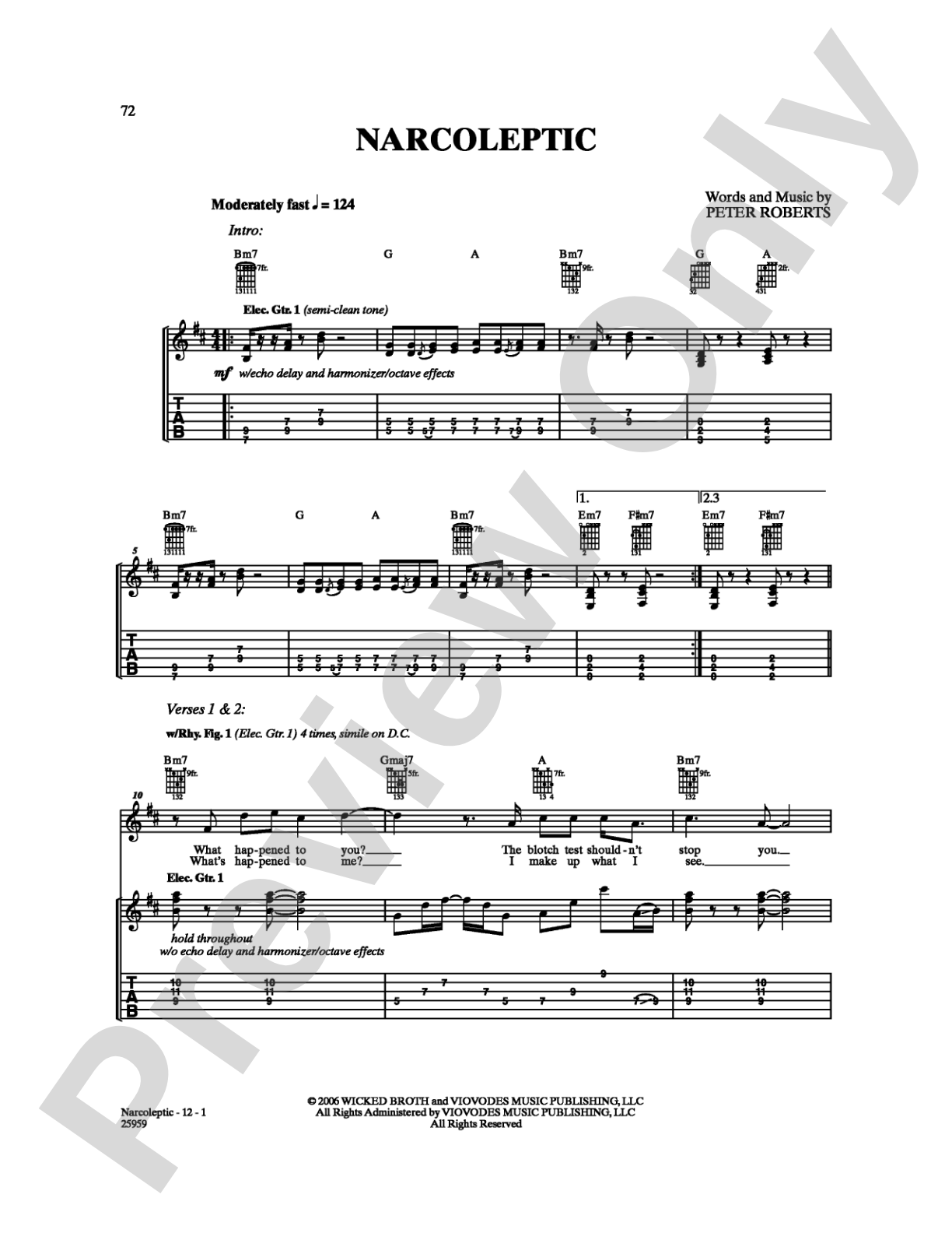 Narcoleptic: Guitar TAB Digital Sheet Music