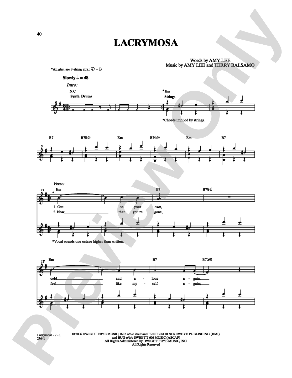 Lacrymosa: Guitar TAB Digital Sheet Music