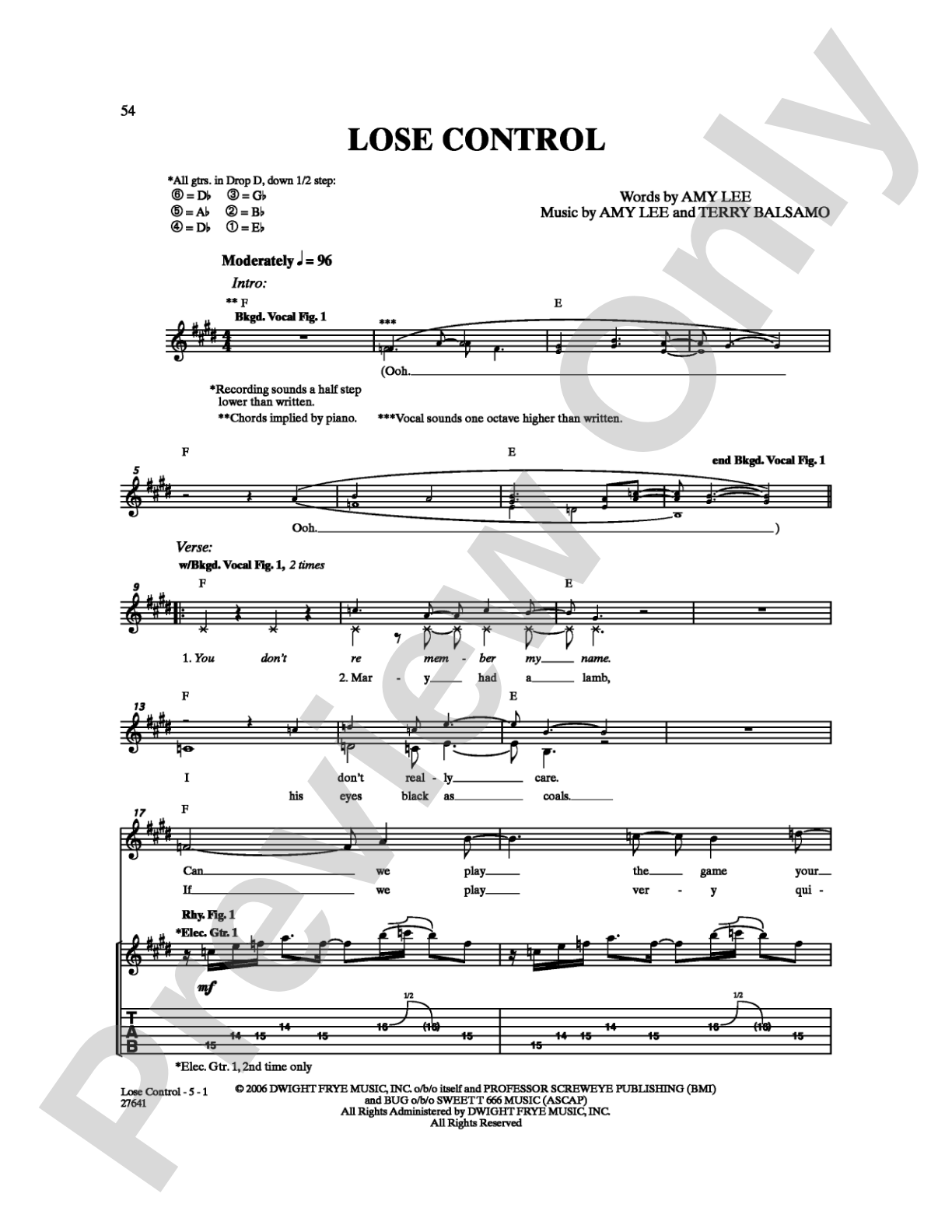 Lose Control: Guitar TAB Digital Sheet Music