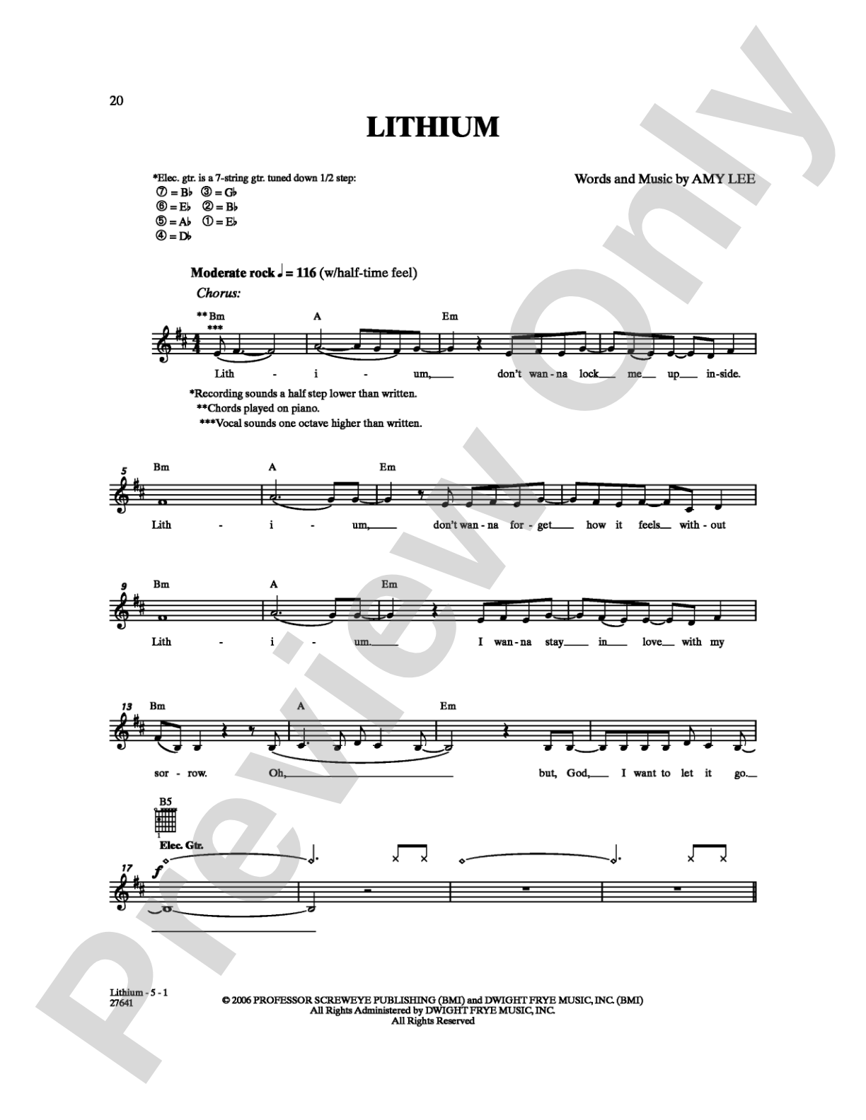 Lithium: Guitar TAB Digital Sheet Music