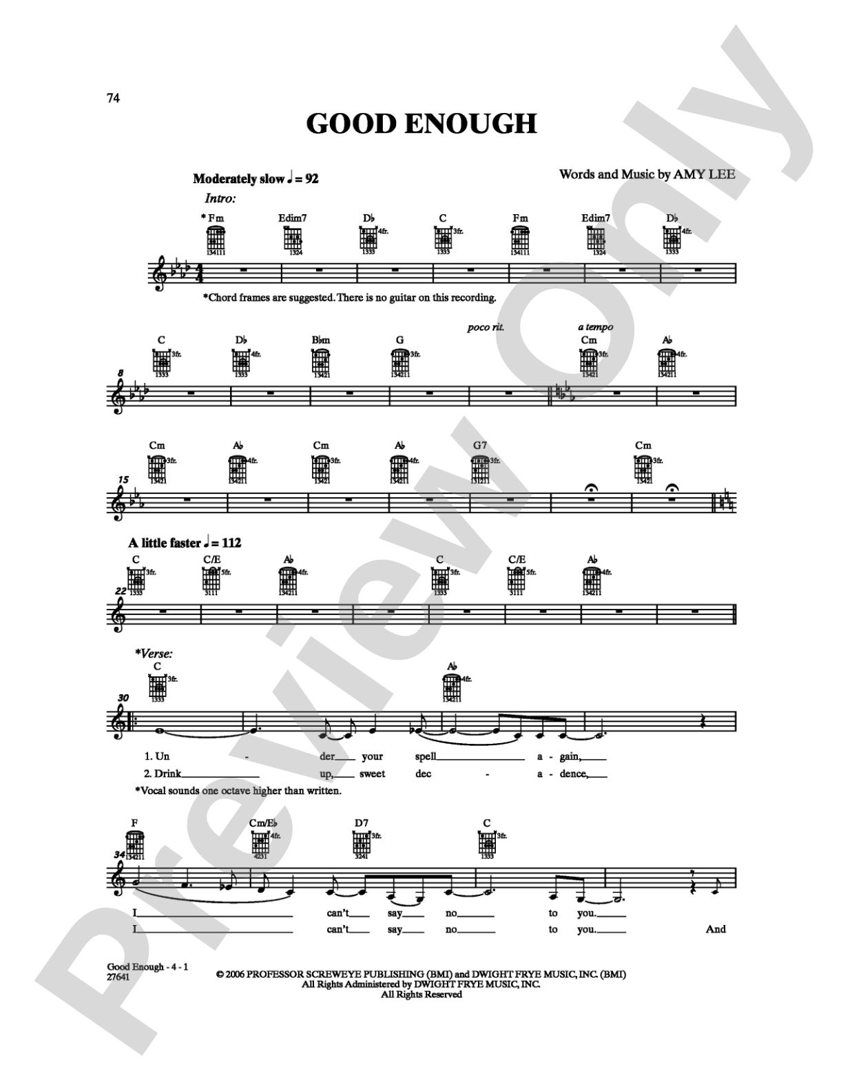 Good Enough: Guitar TAB Digital Sheet Music