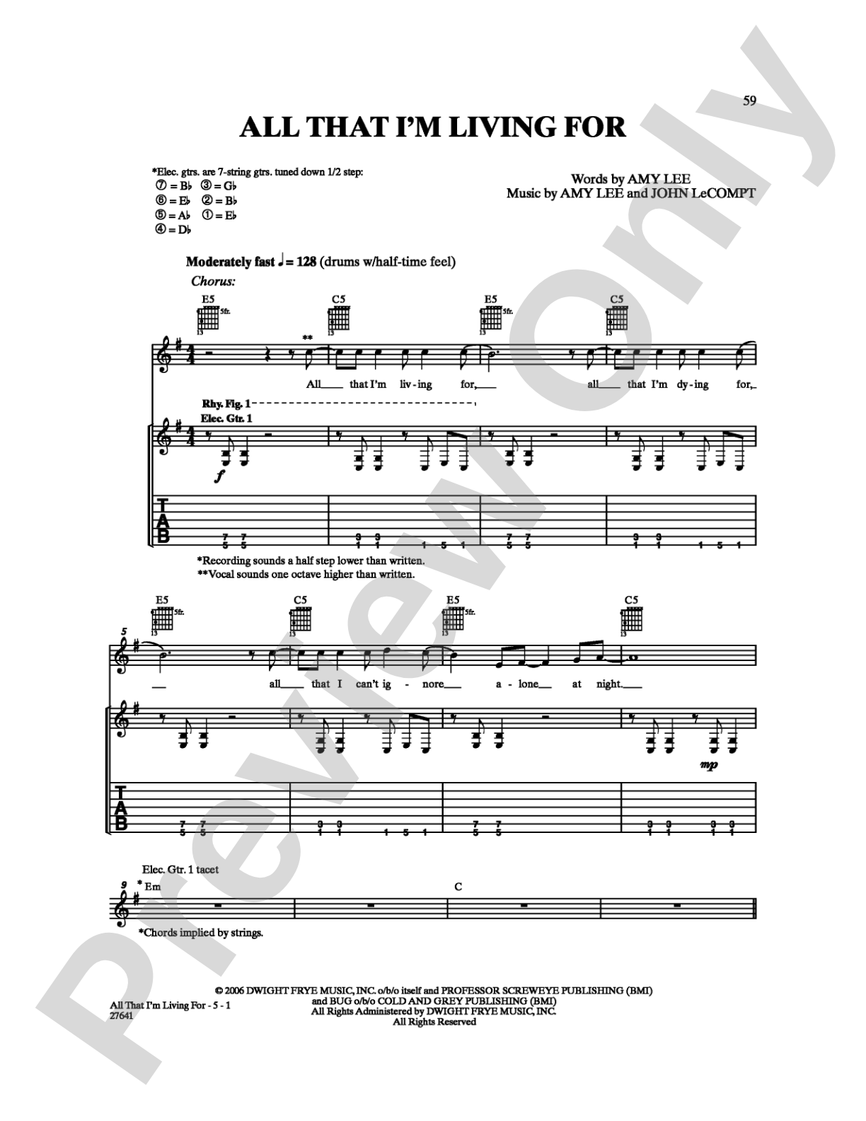 All That I'm Living For: Guitar TAB Digital Sheet Music