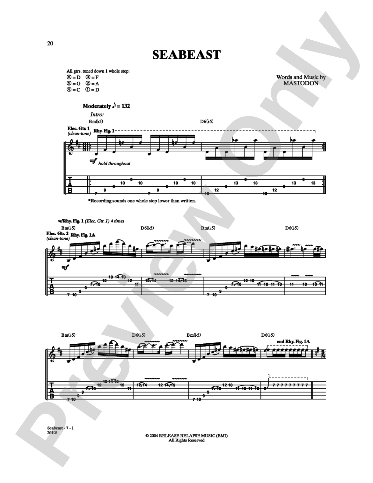 Seabeast: Guitar TAB Digital Sheet Music