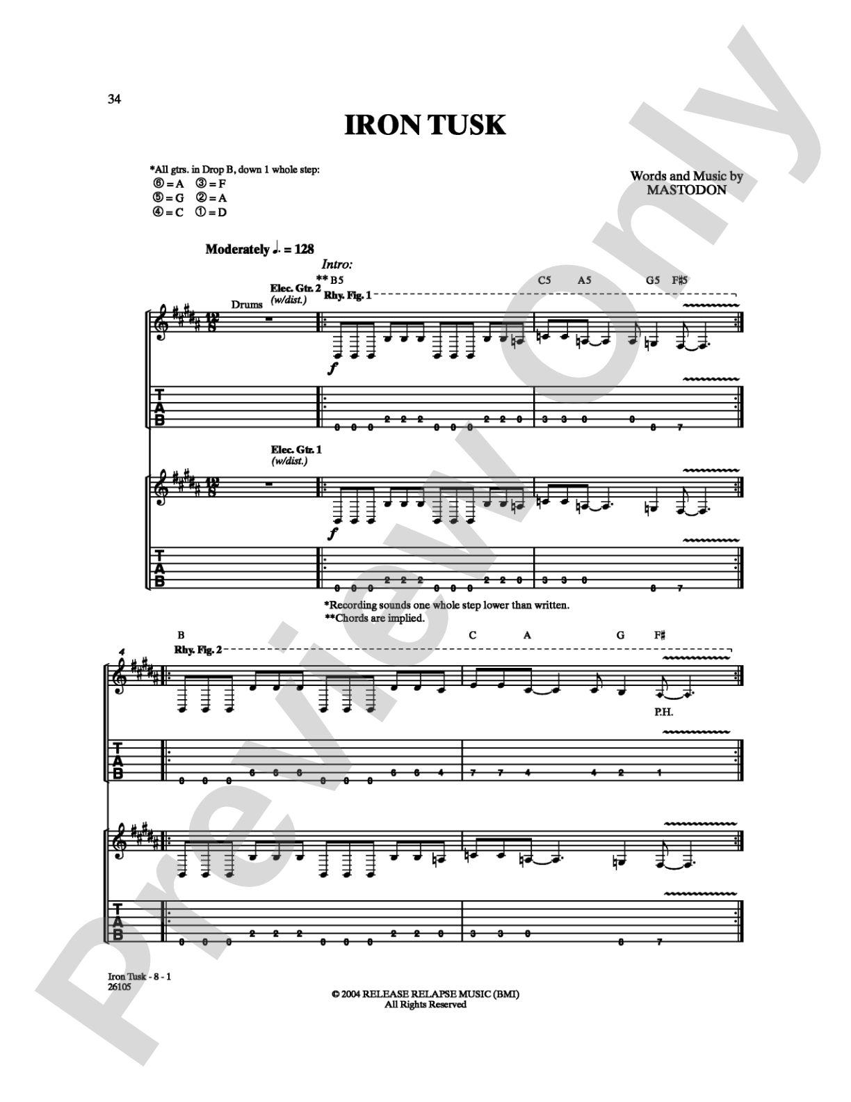 Iron Tusk: Guitar TAB Digital Sheet Music