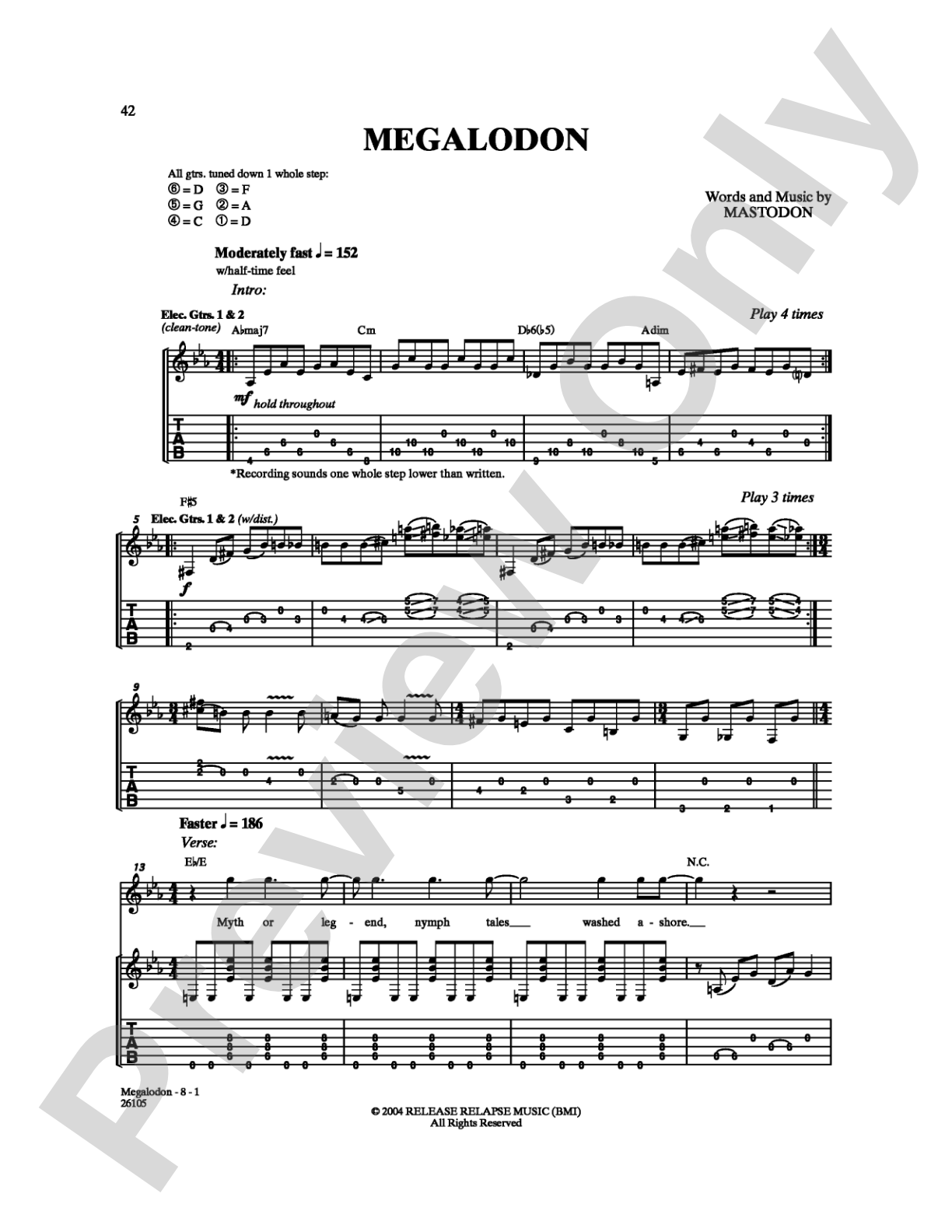 Megalodon: Guitar TAB Digital Sheet Music