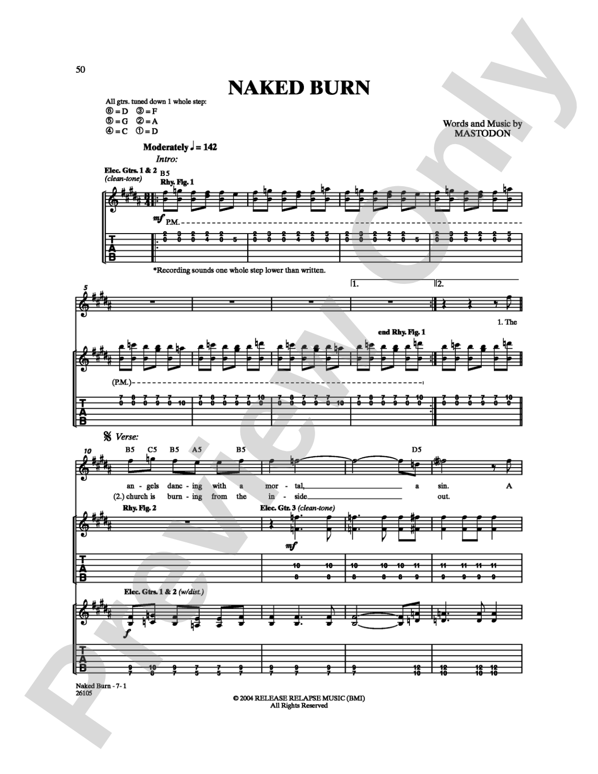 Naked Burn: Guitar TAB Digital Sheet Music