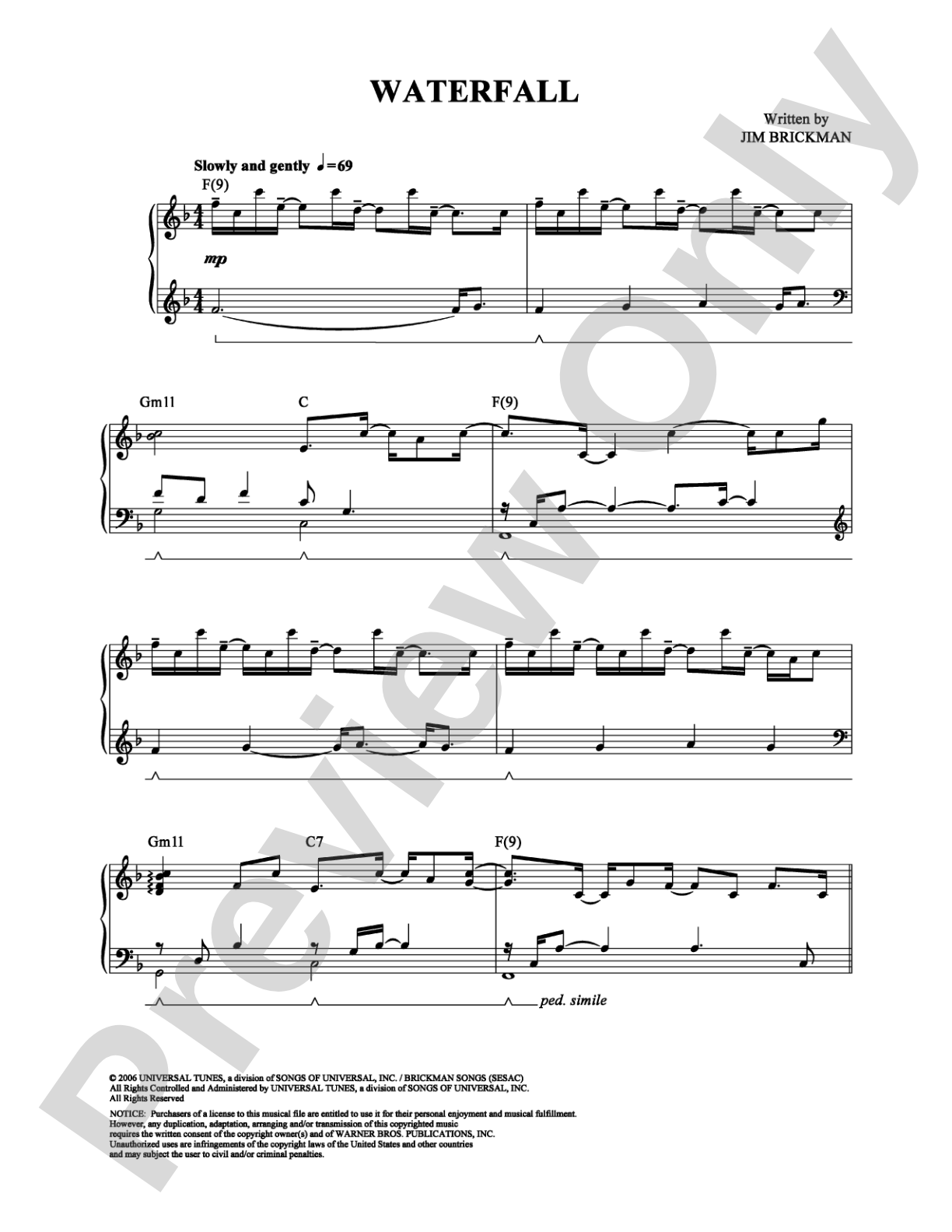 Waterfall: Piano/Vocal/Chords Digital Sheet Music