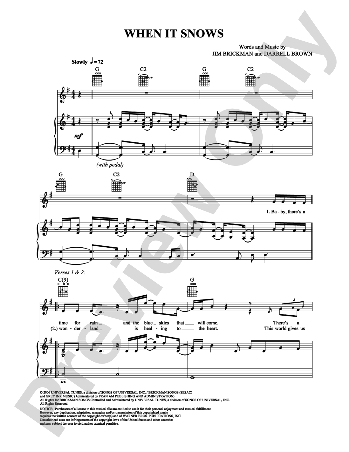 When It Snows: Piano/Vocal/Chords Digital Sheet Music