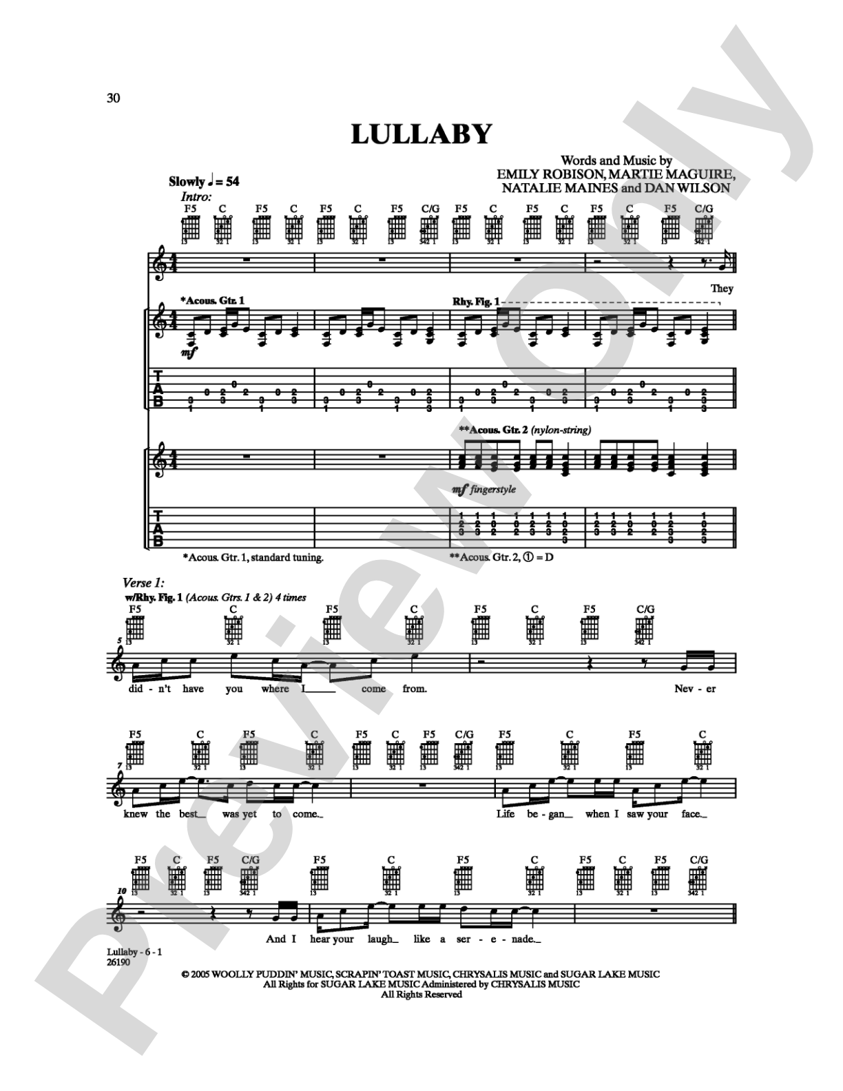 Lullaby: Guitar TAB Digital Sheet Music