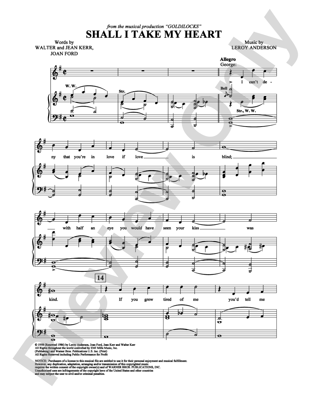 Shall I Take My Heart: Piano/Vocal/Chords Digital Sheet Music