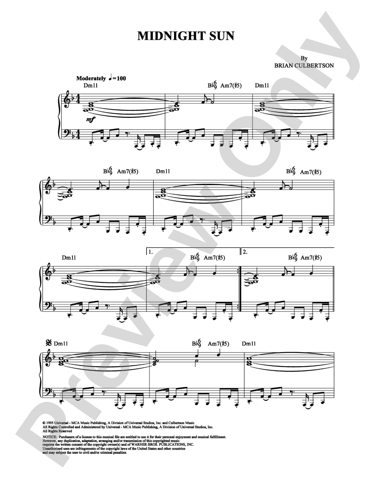 Midnight Sun: Piano Digital Sheet Music