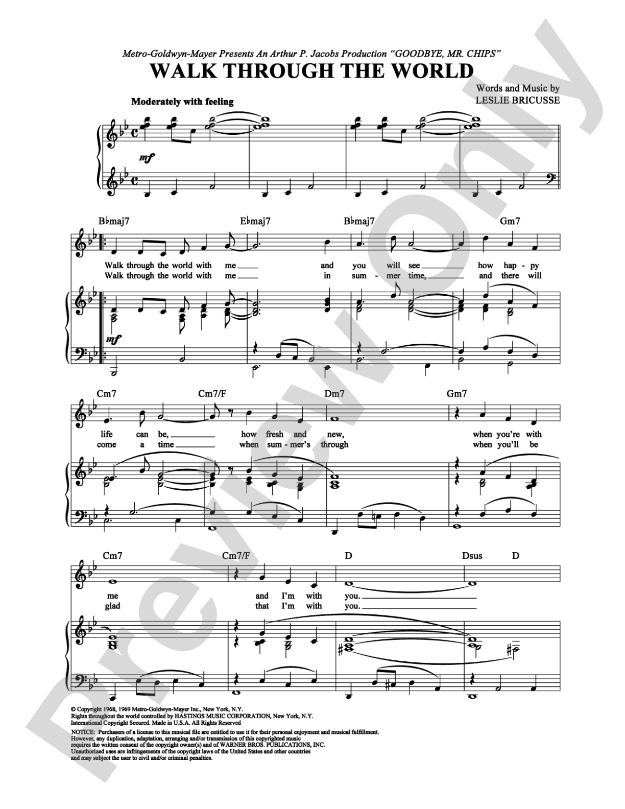 Walk through the World: Piano/Vocal/Chords Digital Sheet Music