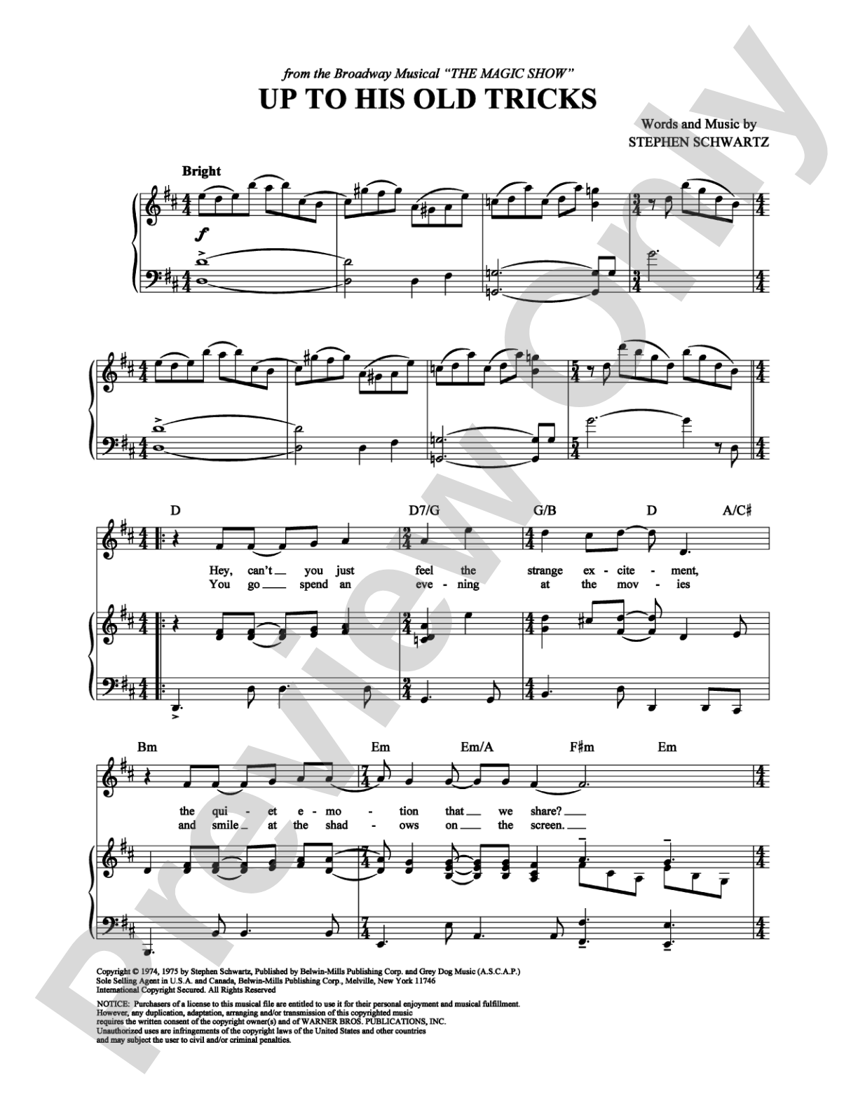 Up to His Old Tricks: Piano/Vocal/Chords Digital Sheet Music