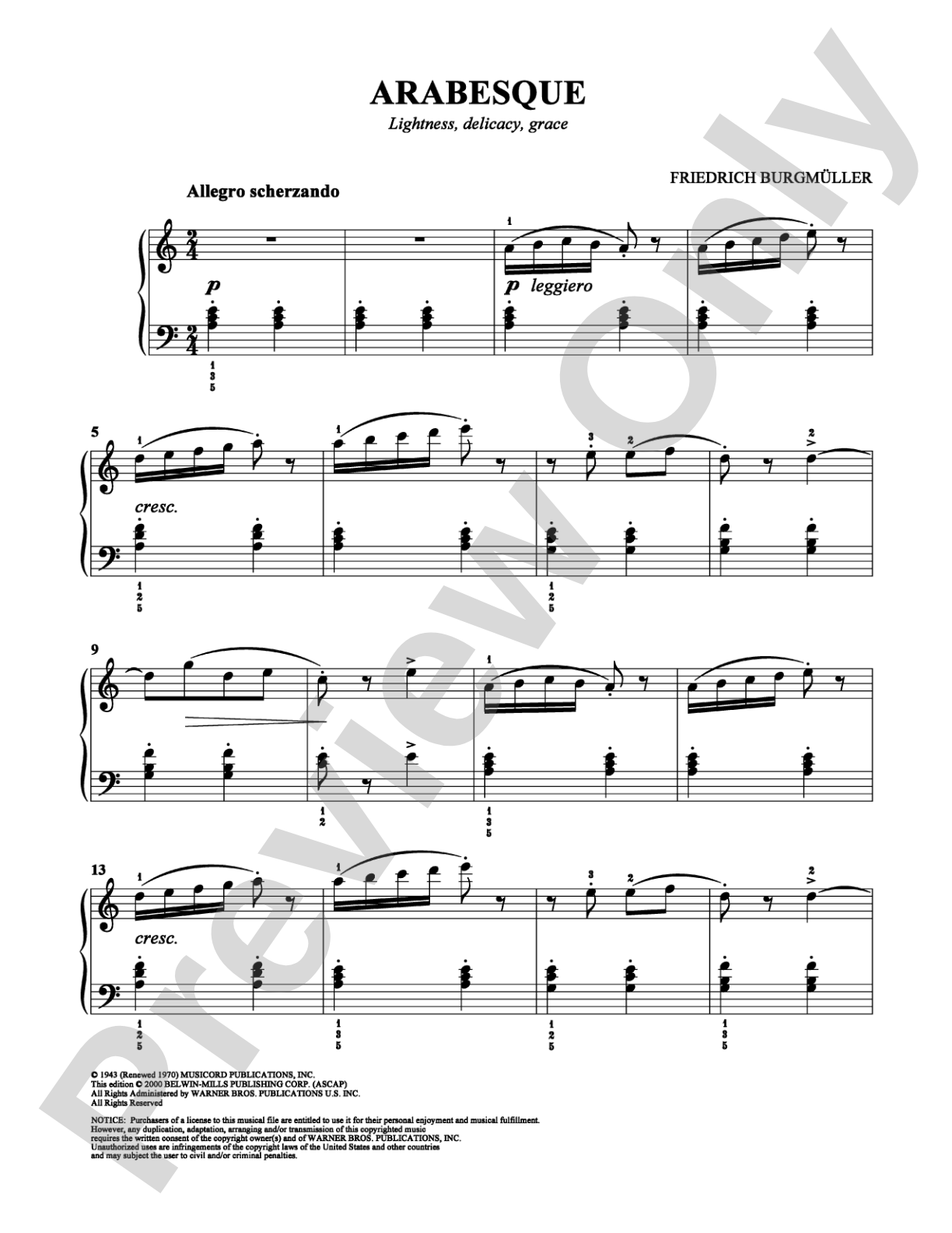 Arabesque: Easy Piano Digital Sheet Music