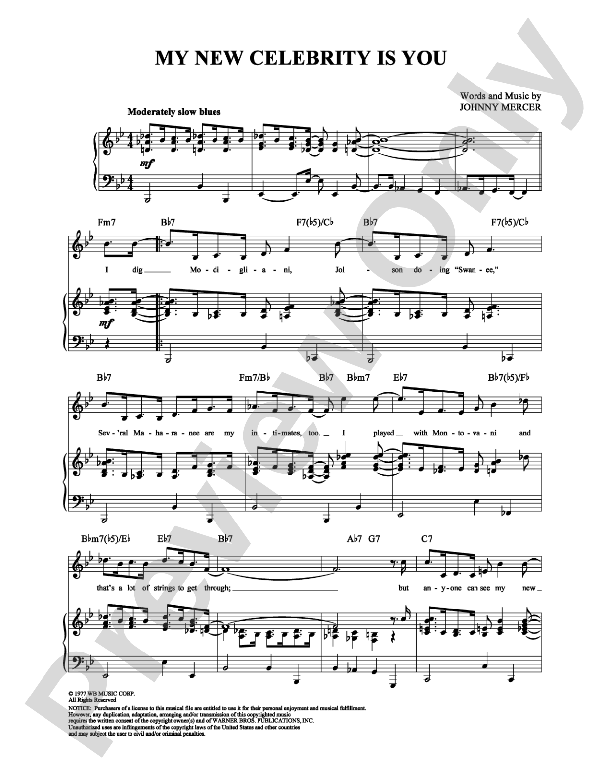 My New Celebrity Is You: Piano/Vocal/Chords Digital Sheet Music