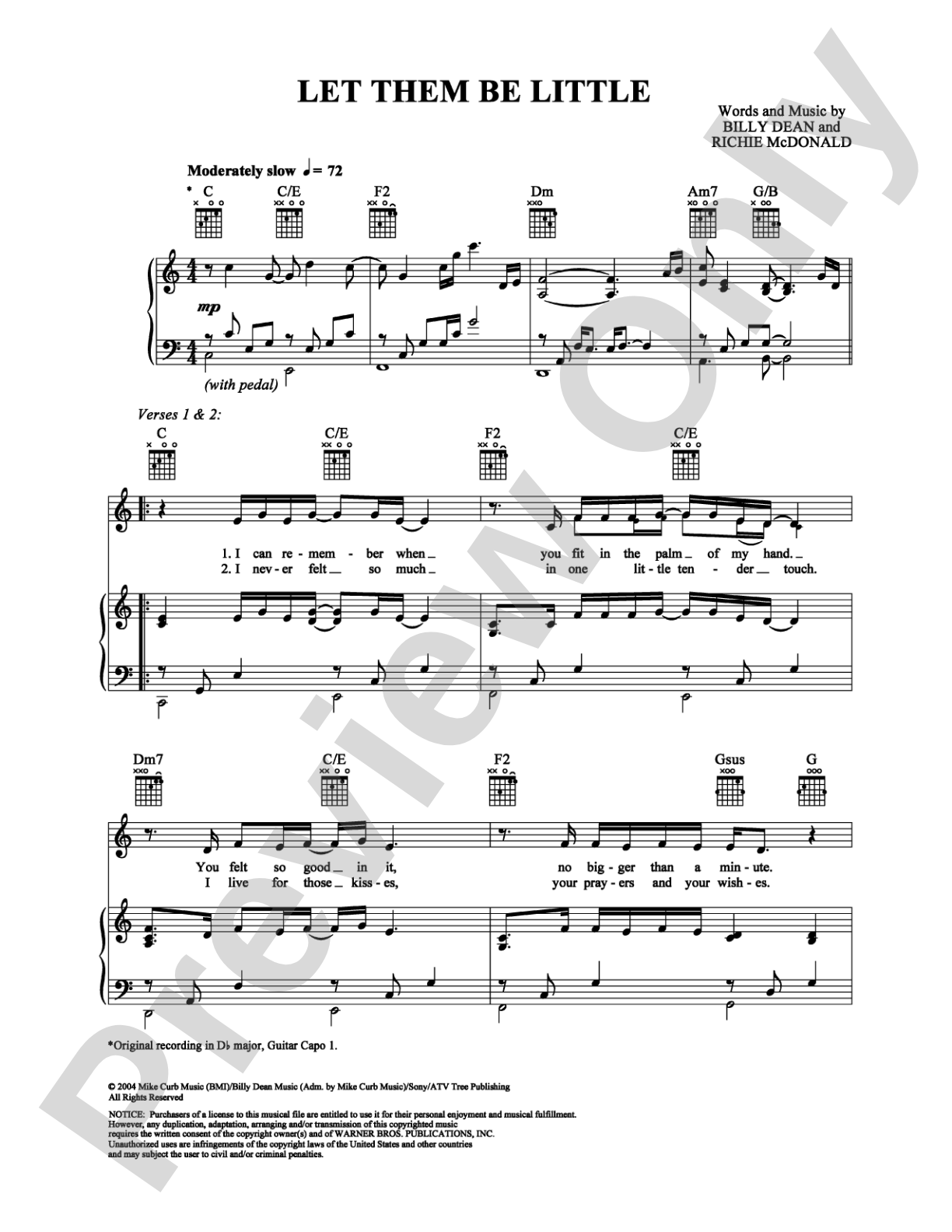 Let Them Be Little: Piano/Vocal/Chords Digital Sheet Music