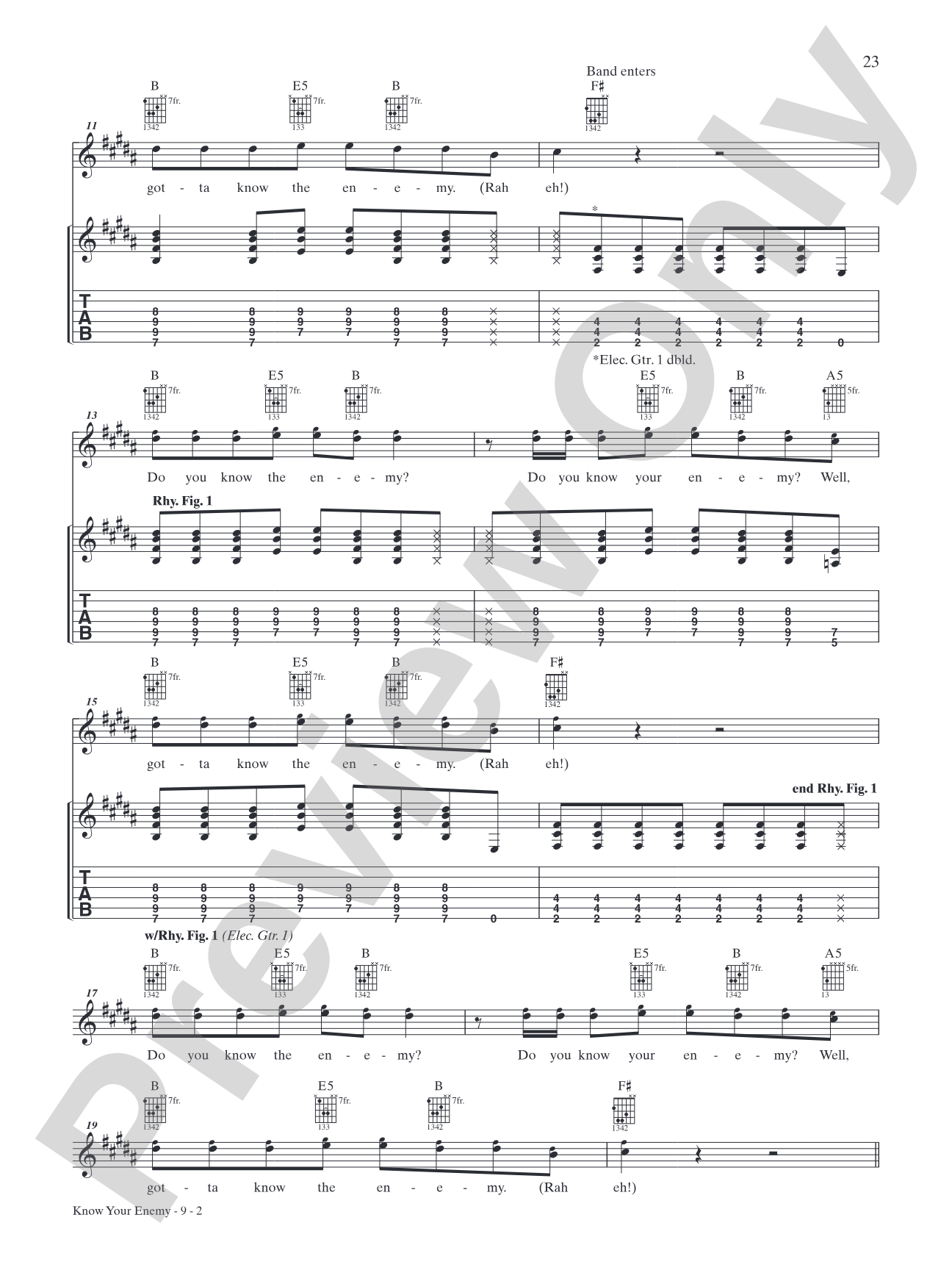 Know Your Enemy: Authentic Guitar TAB