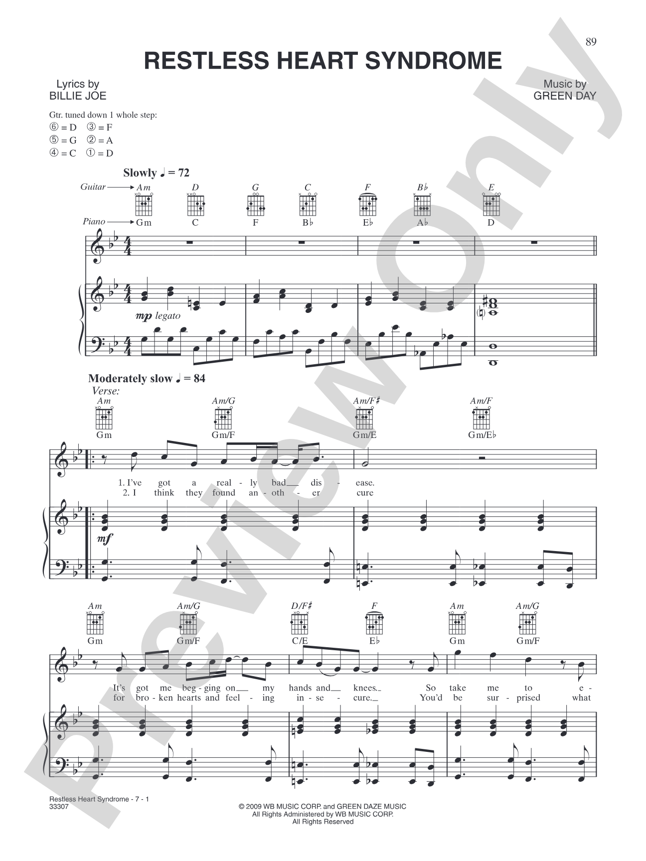 Restless Heart Syndrome: Piano/Vocal/Chords