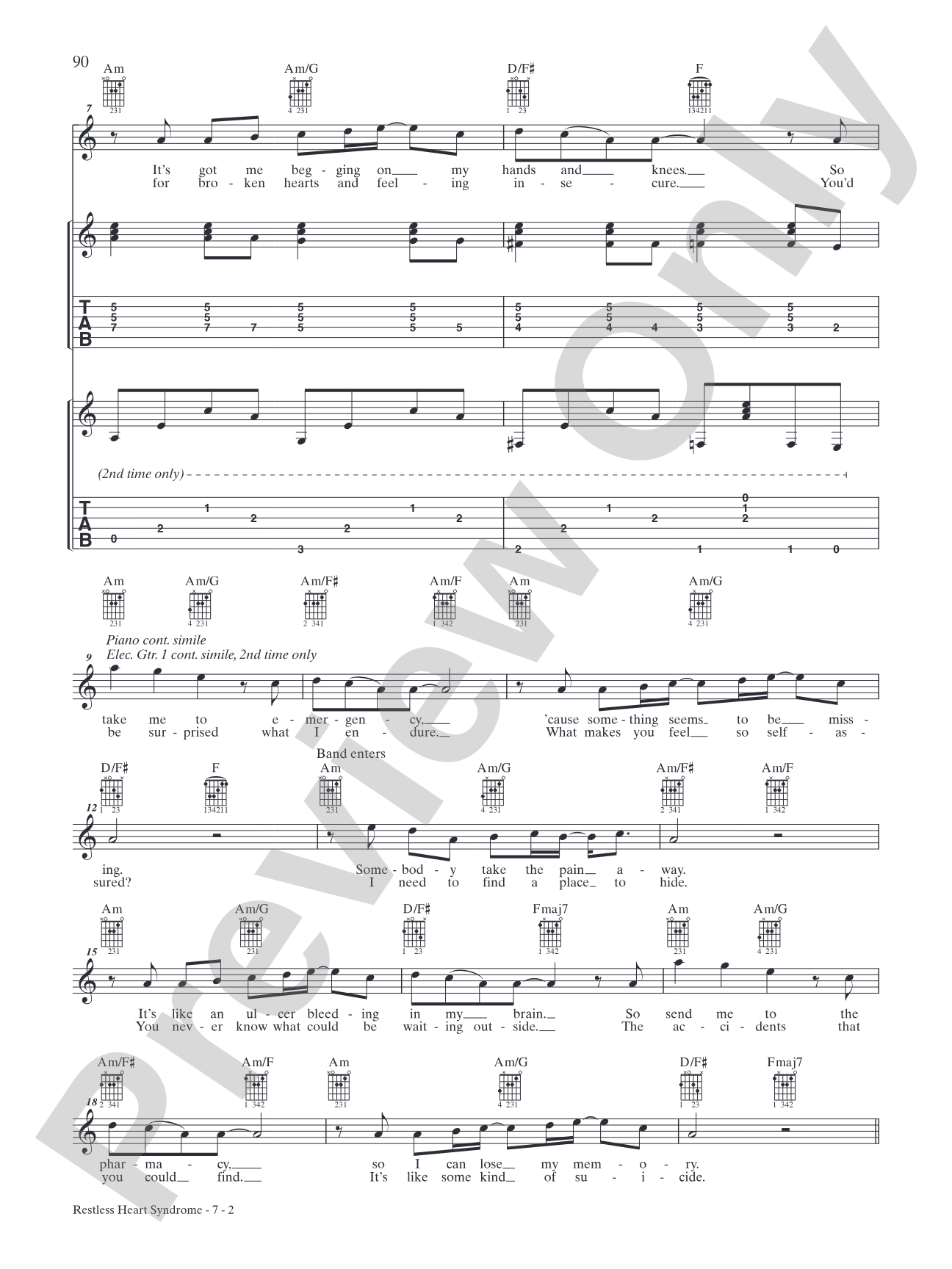 Restless Heart Syndrome: Authentic Guitar TAB