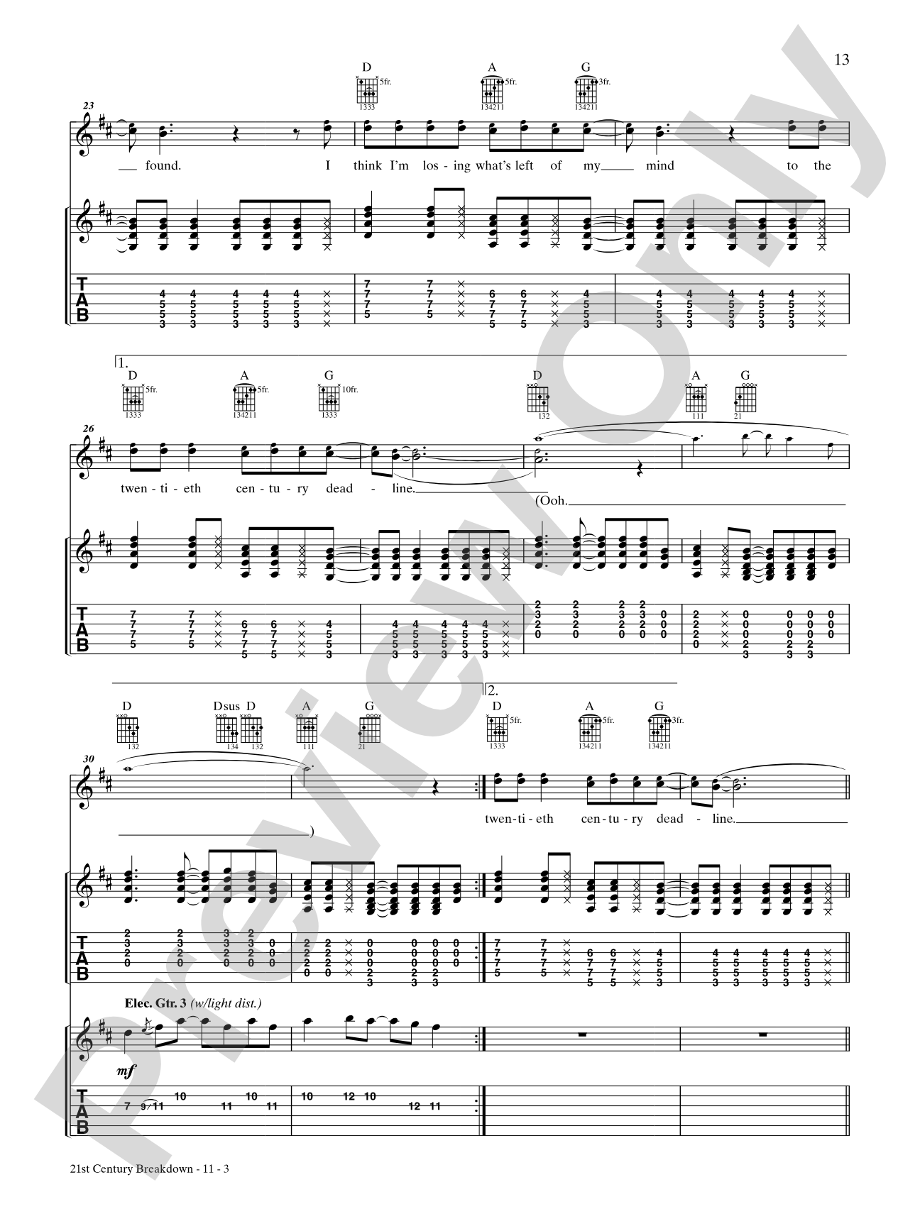 21st Century Breakdown: Authentic Guitar TAB