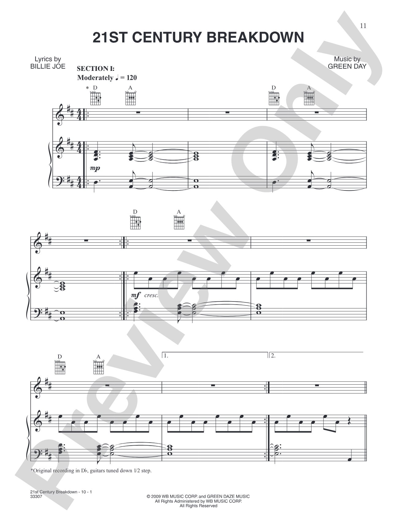 21st Century Breakdown: Piano/Vocal/Chords