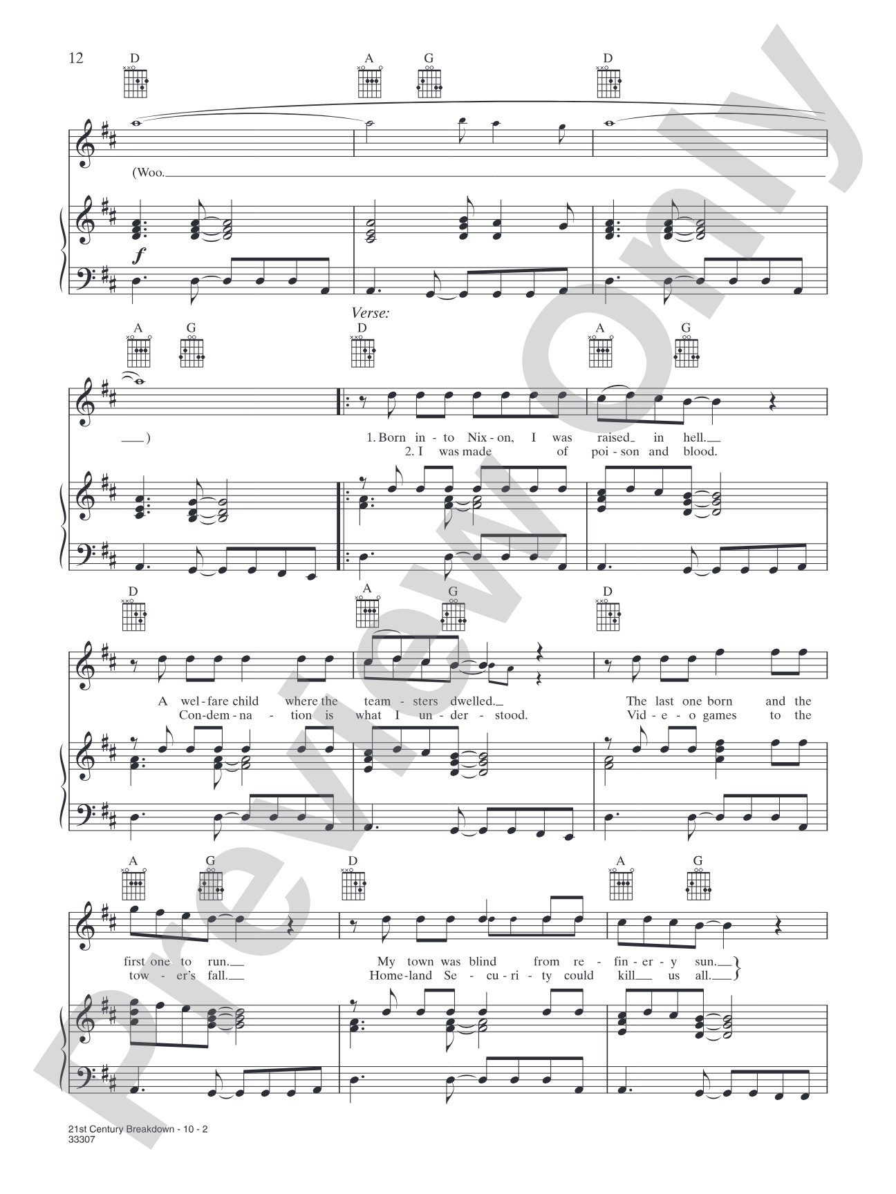 21st Century Breakdown: Piano/Vocal/Chords