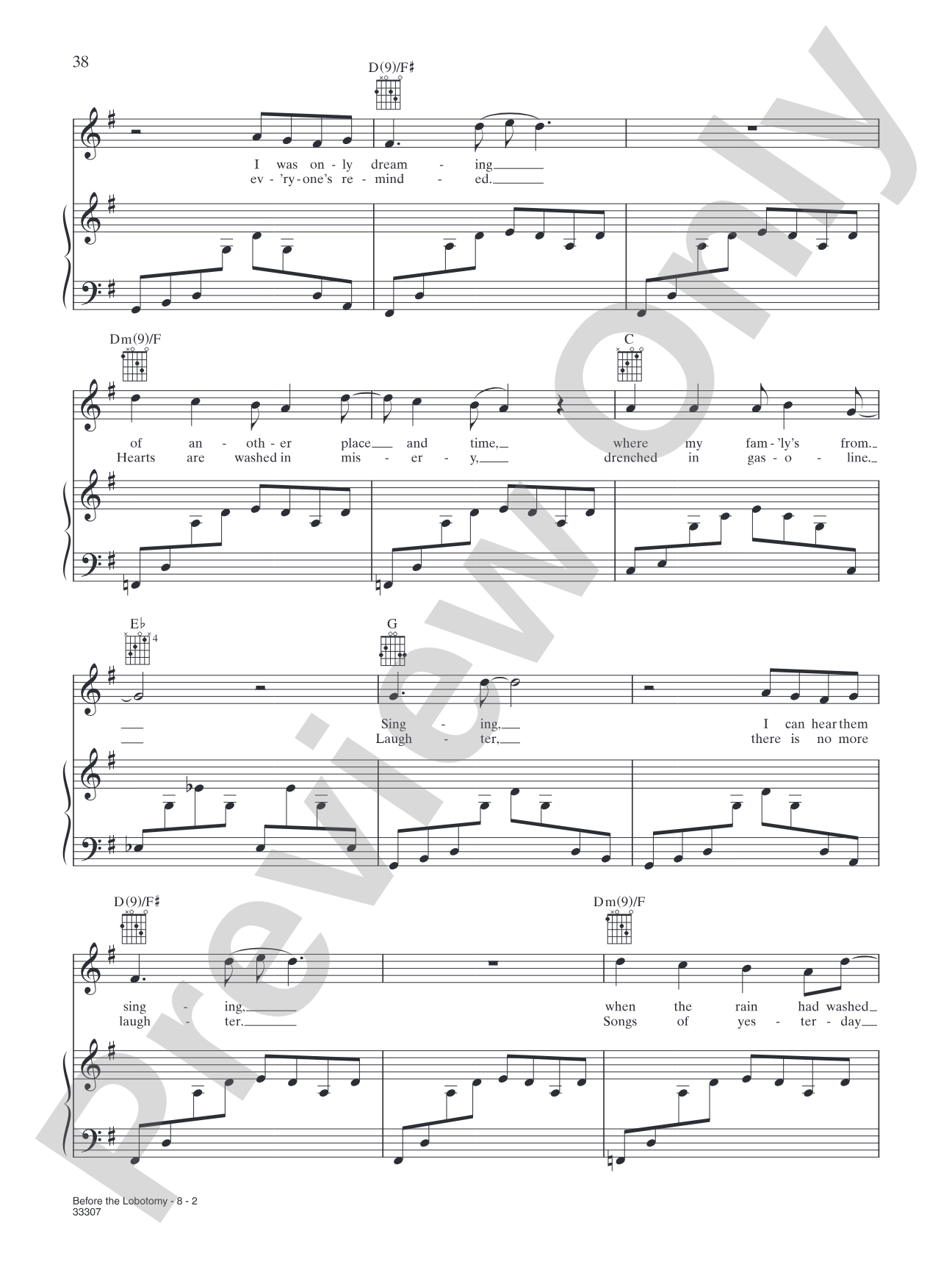 Before the Lobotomy: Piano/Vocal/Chords